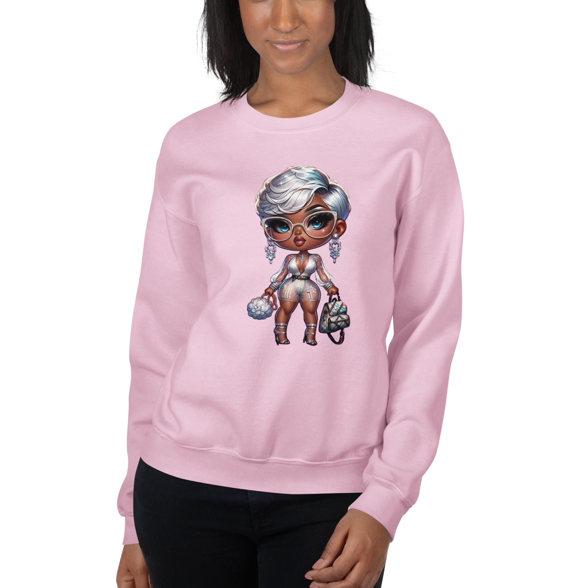 Silver Elegance Queen Women's Sweatshirt - Stay Warm with a Pre-Shrunk, Soft Cotton-Polyester Blend Physical Sweatshirt Style-Junction