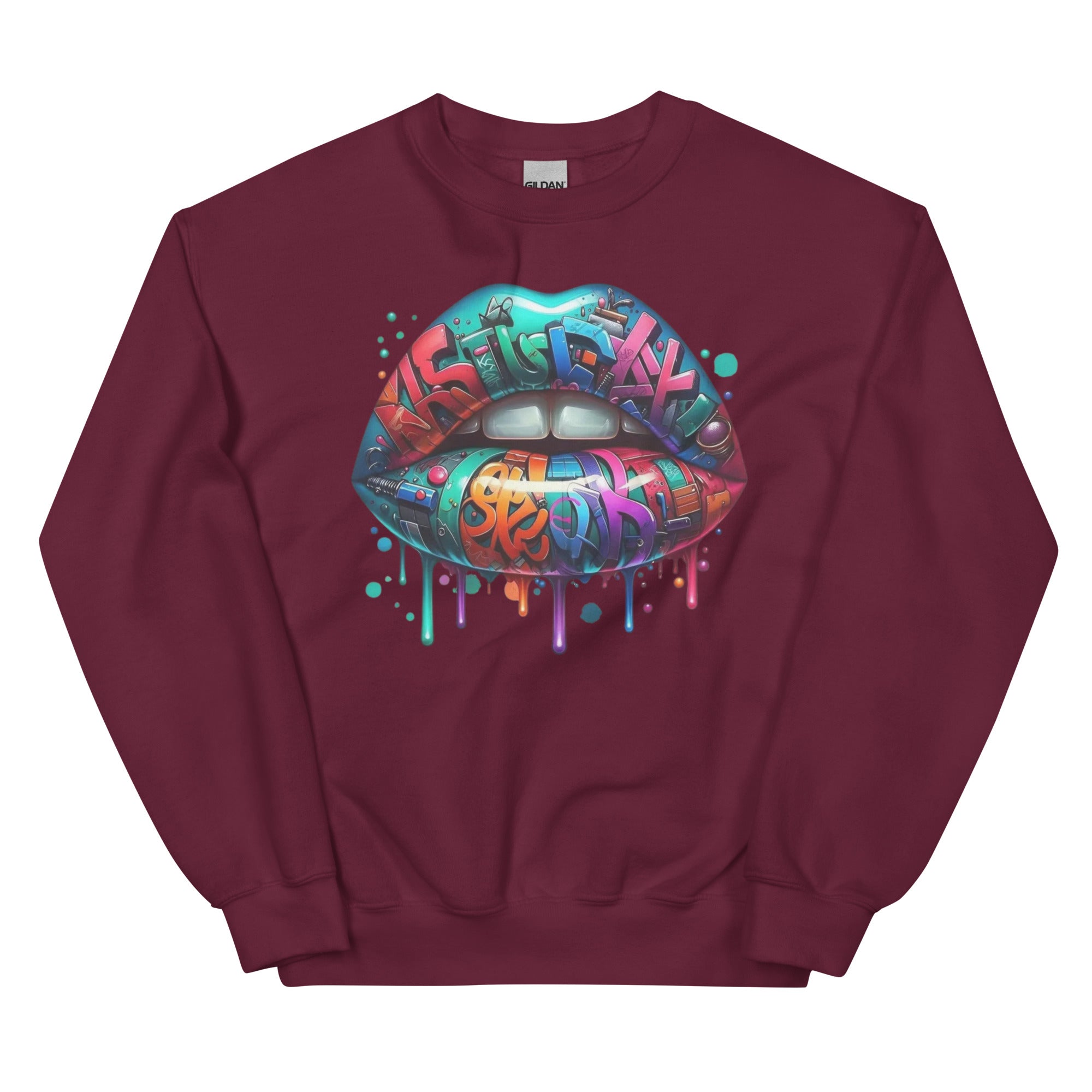 Colorful Graffiti Custom Design Unisex Sweatshirt Physical Sweatshirt Style-Junction Maroon S 