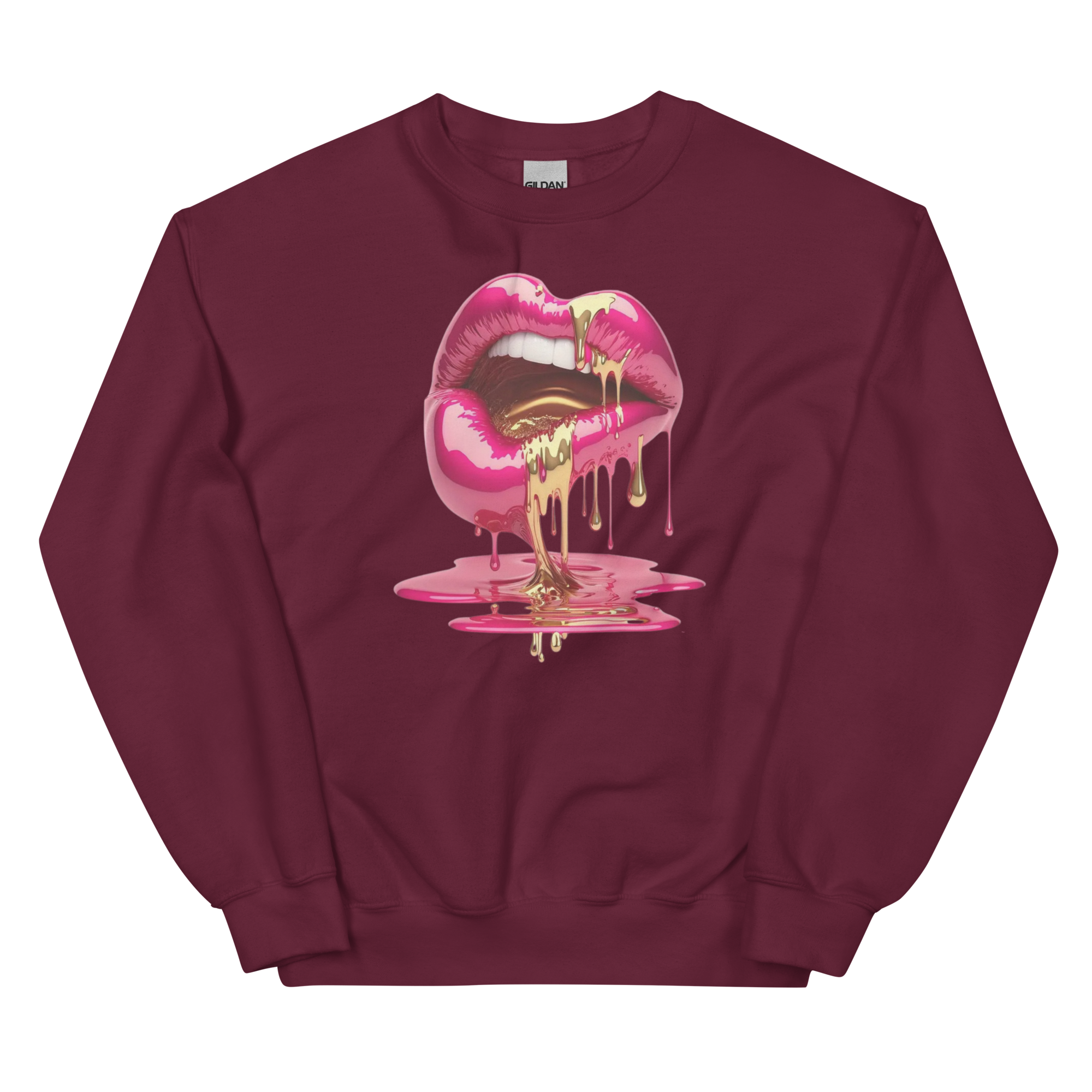 Dripping Lips Custom Design Unisex Sweatshirt Physical Sweatshirt Style-Junction Maroon S 