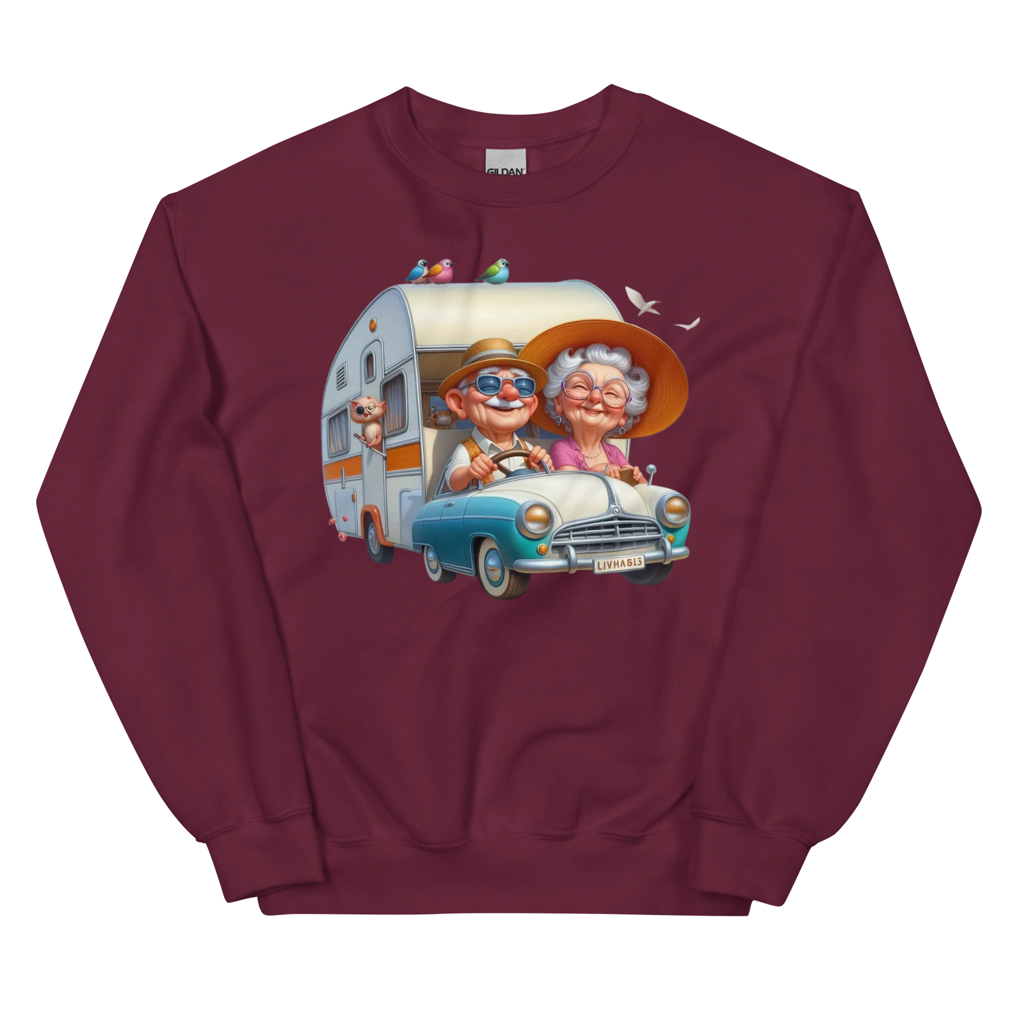 Golden Years On The Open Road Custom Design Unisex Sweatshirt Physical Sweatshirt Style-Junction Maroon S 