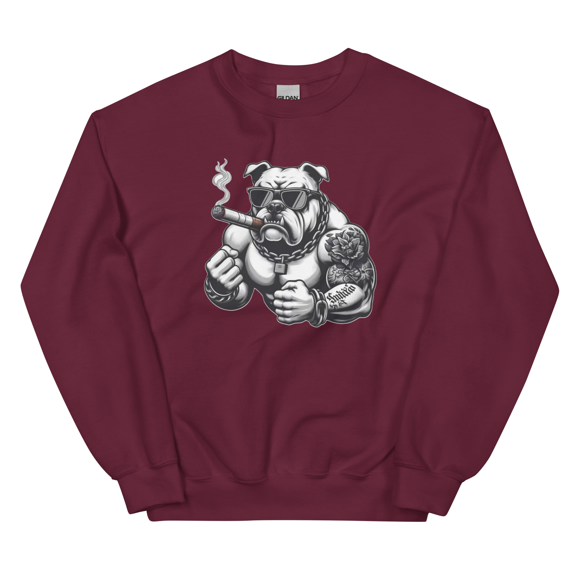 Big Boy Bulldog Design | Men’s Custom Sweatshirt Physical Sweatshirt Style-Junction Maroon S 