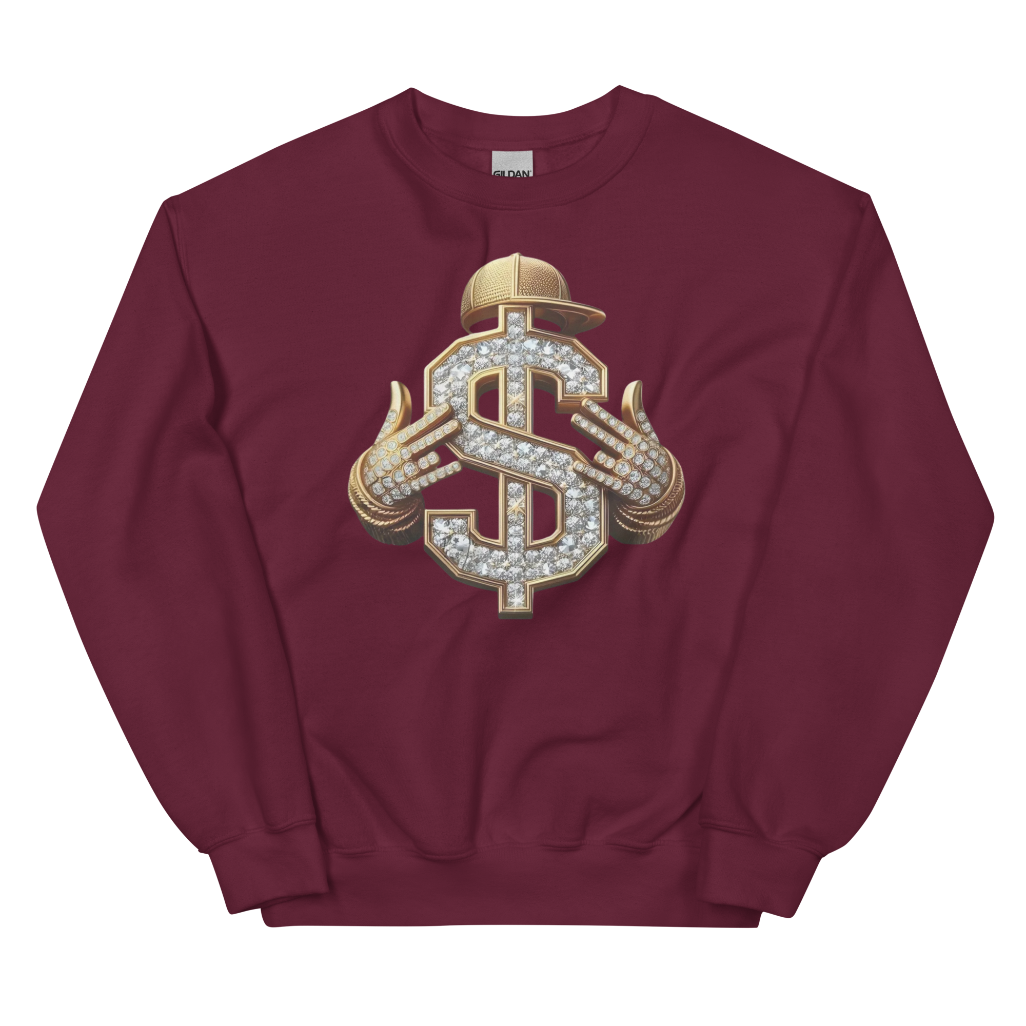 Diamond Dollar Swag Custom Design Unisex Sweatshirt Physical Sweatshirt Style-Junction Maroon S 