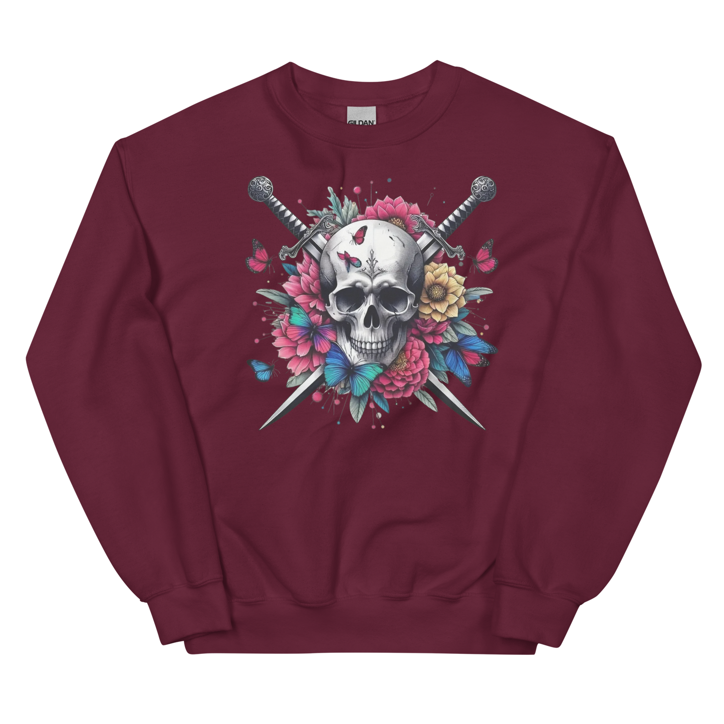 Skull & Swords Men's Sweatshirt Physical Sweatshirt Style-Junction Custom Designs & Prints Maroon S