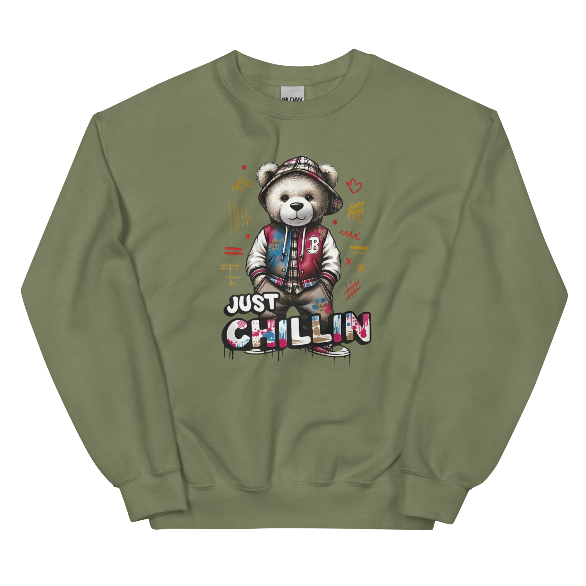 Just Chillin Bear Custom Design Unisex Sweatshirt Physical Sweatshirt Style-Junction