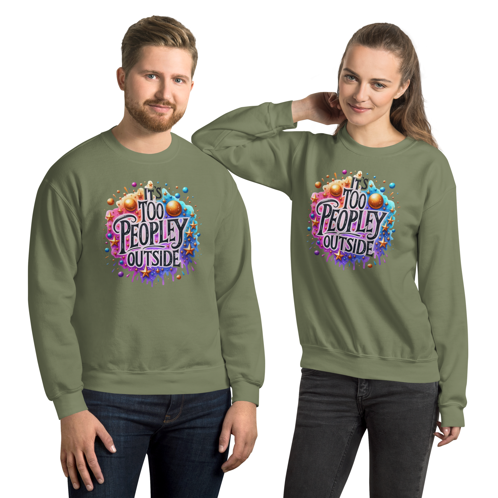 It's To Peopley Outside Unisex Custom Sweatshirt Physical Sweatshirt Style-Junction Military Green S 