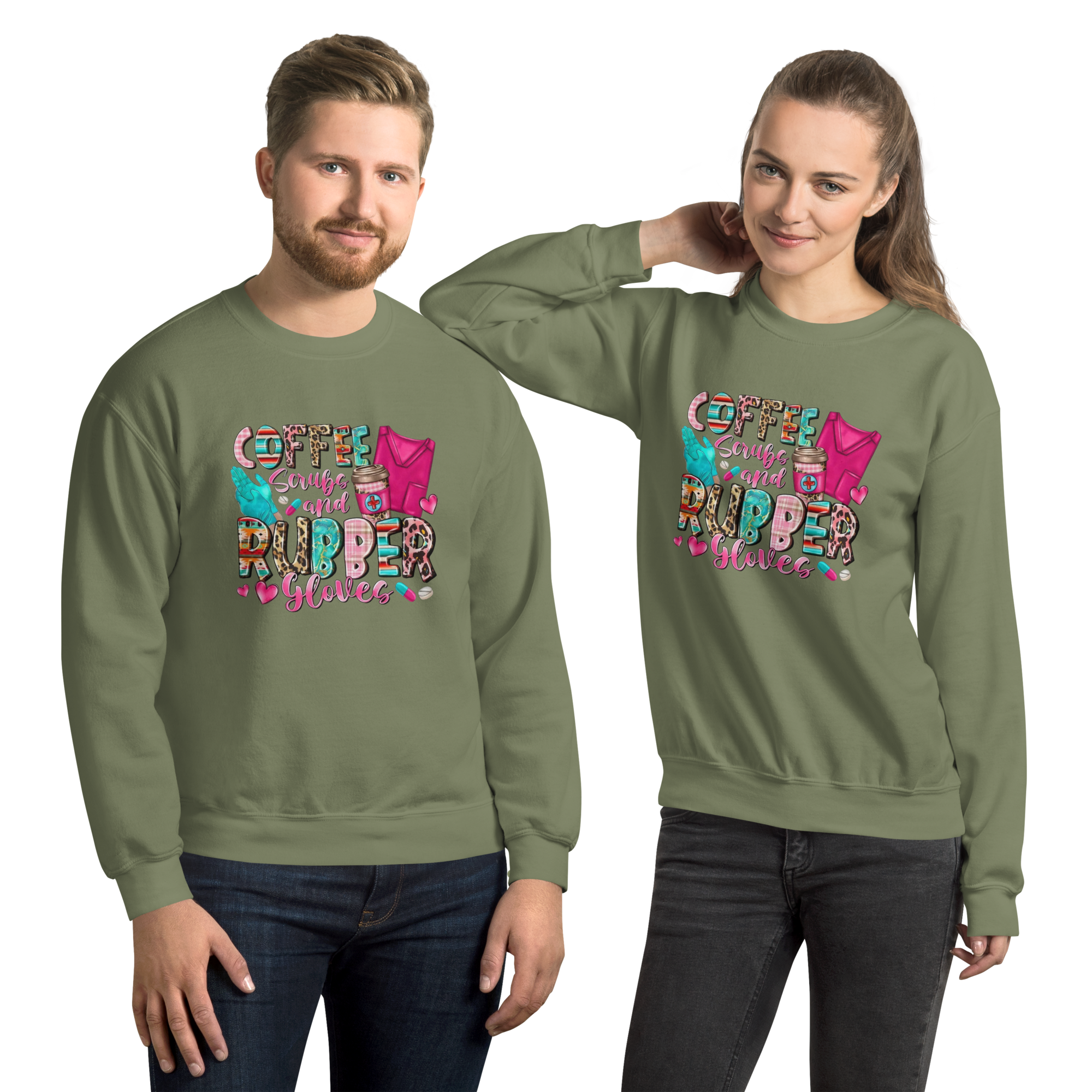 Coffee Scrubs and Rubber Gloves Unisex Custom Sweatshirt Physical Sweatshirt Style-Junction