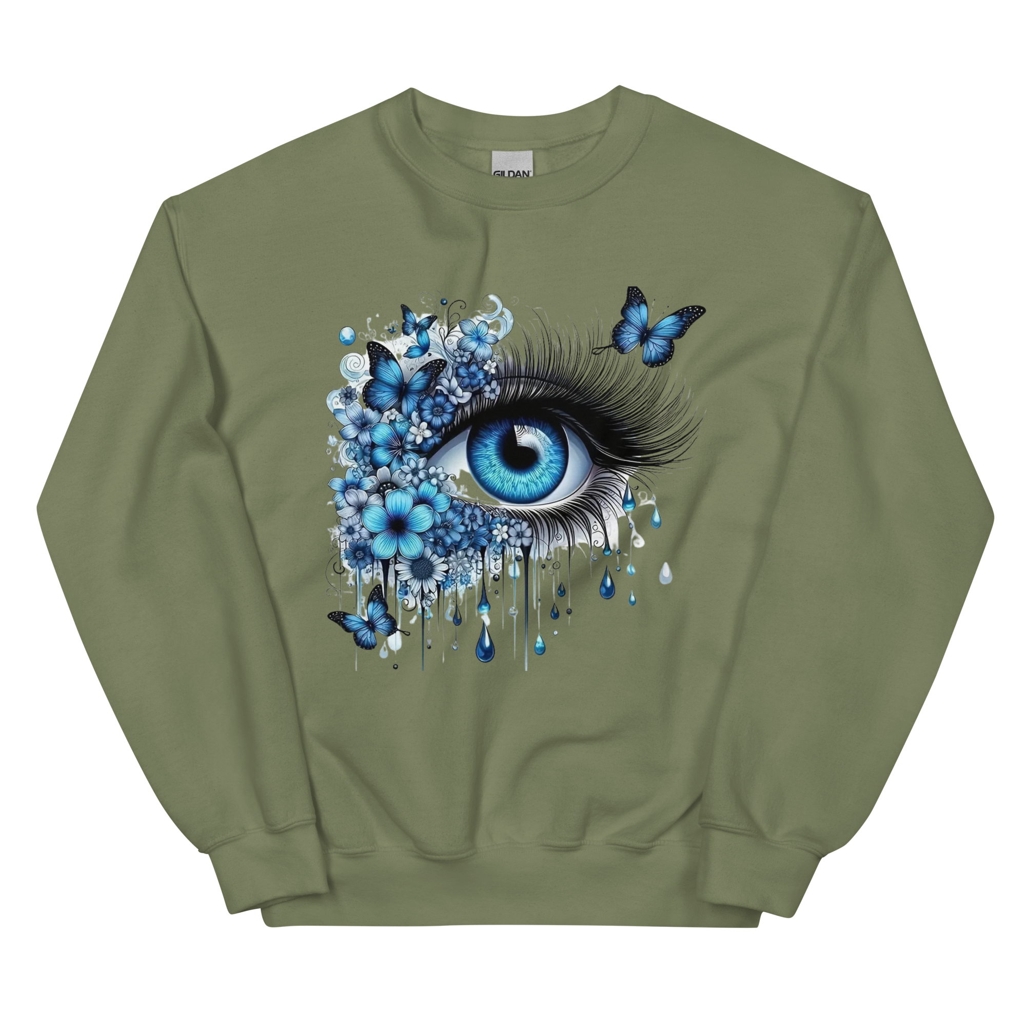 Tears of Blue Elegance Unisex Sweatshirt - Ribbed Collar and Spandex for a Perfect Fit Physical Sweatshirt Style-Junction