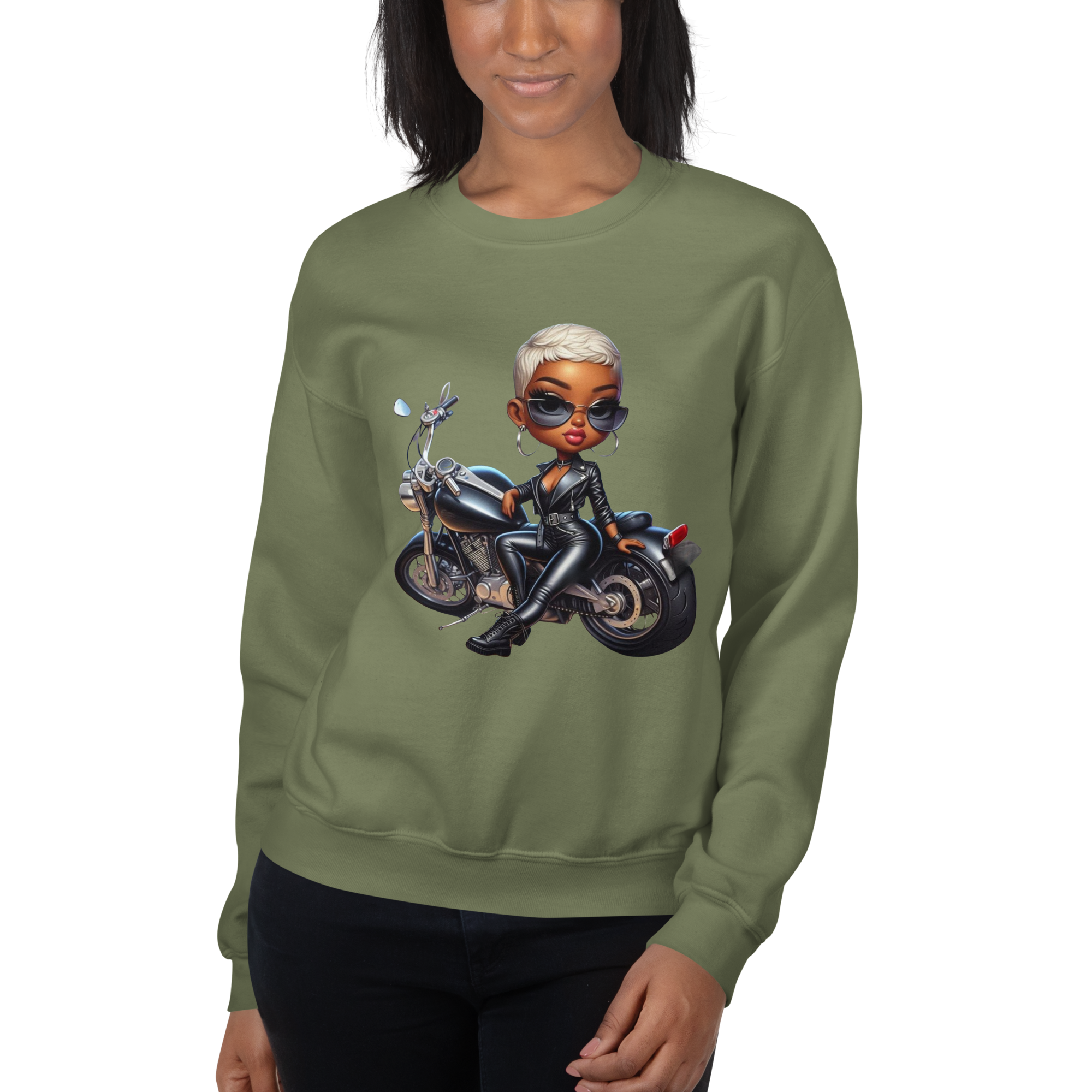 Biker Chic Diva Women's Custom Classic Sweatshirt for Comfort Physical Sweatshirt Style-Junction