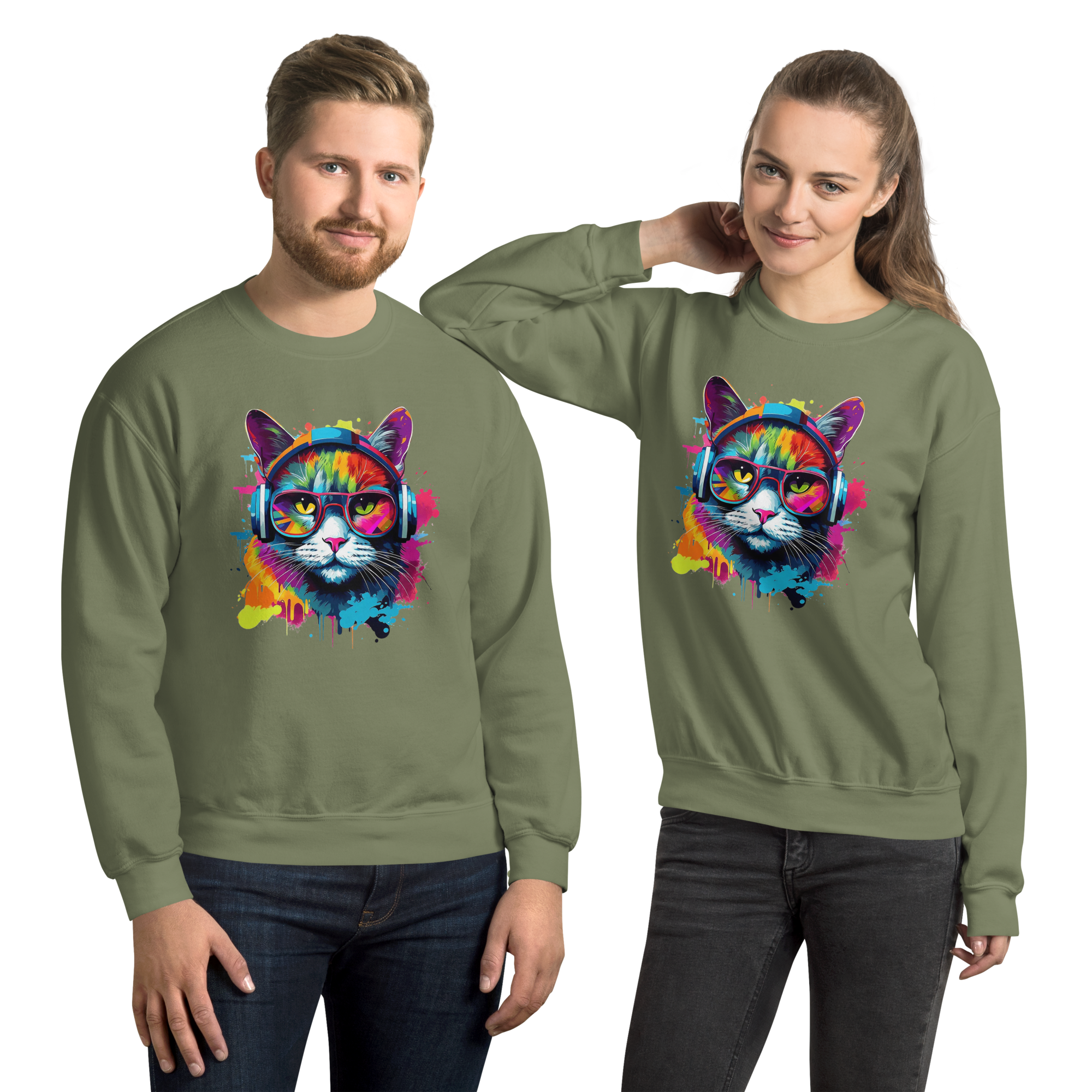 Vibrant DJ Cat Unisex Sweatshirt - Premium Softness and Long-Lasting Comfort Physical Sweatshirt Style-Junction