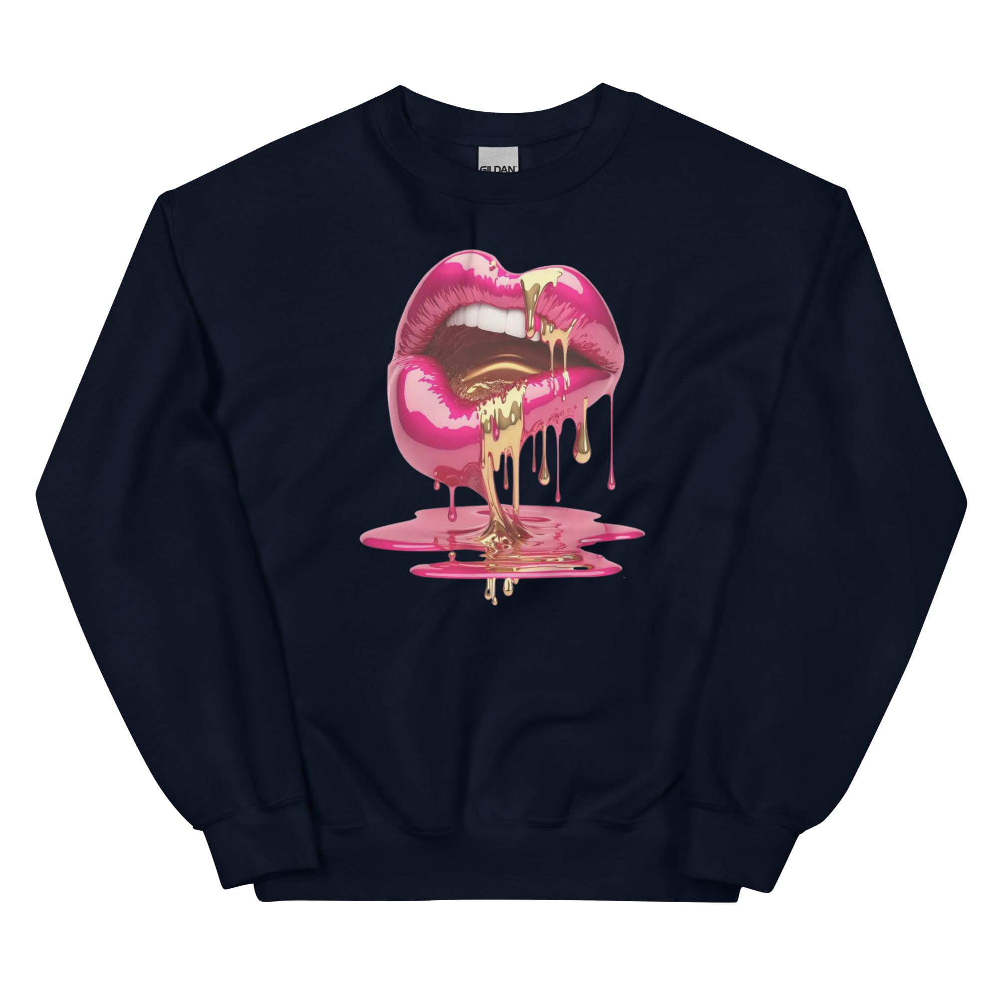 Dripping Lips Custom Design Unisex Sweatshirt Physical Sweatshirt Style-Junction Navy S 