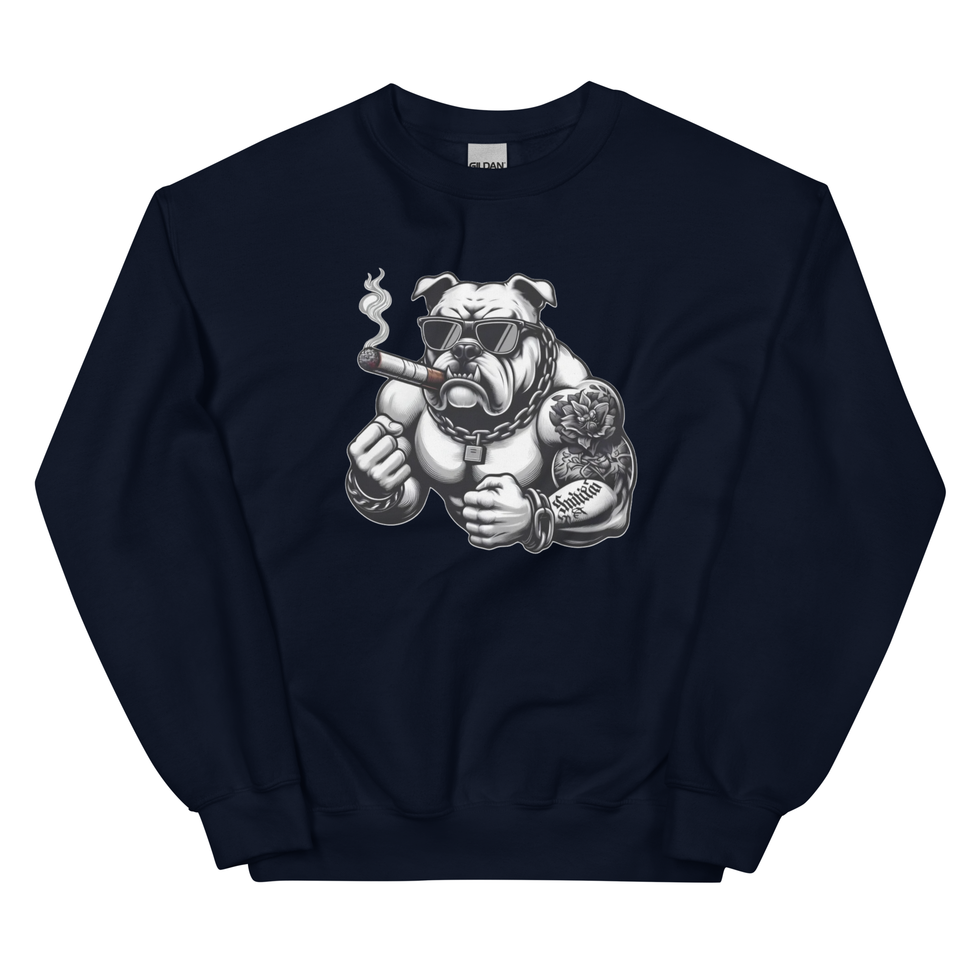 Big Boy Bulldog Design | Men’s Custom Sweatshirt Physical Sweatshirt Style-Junction Navy S 