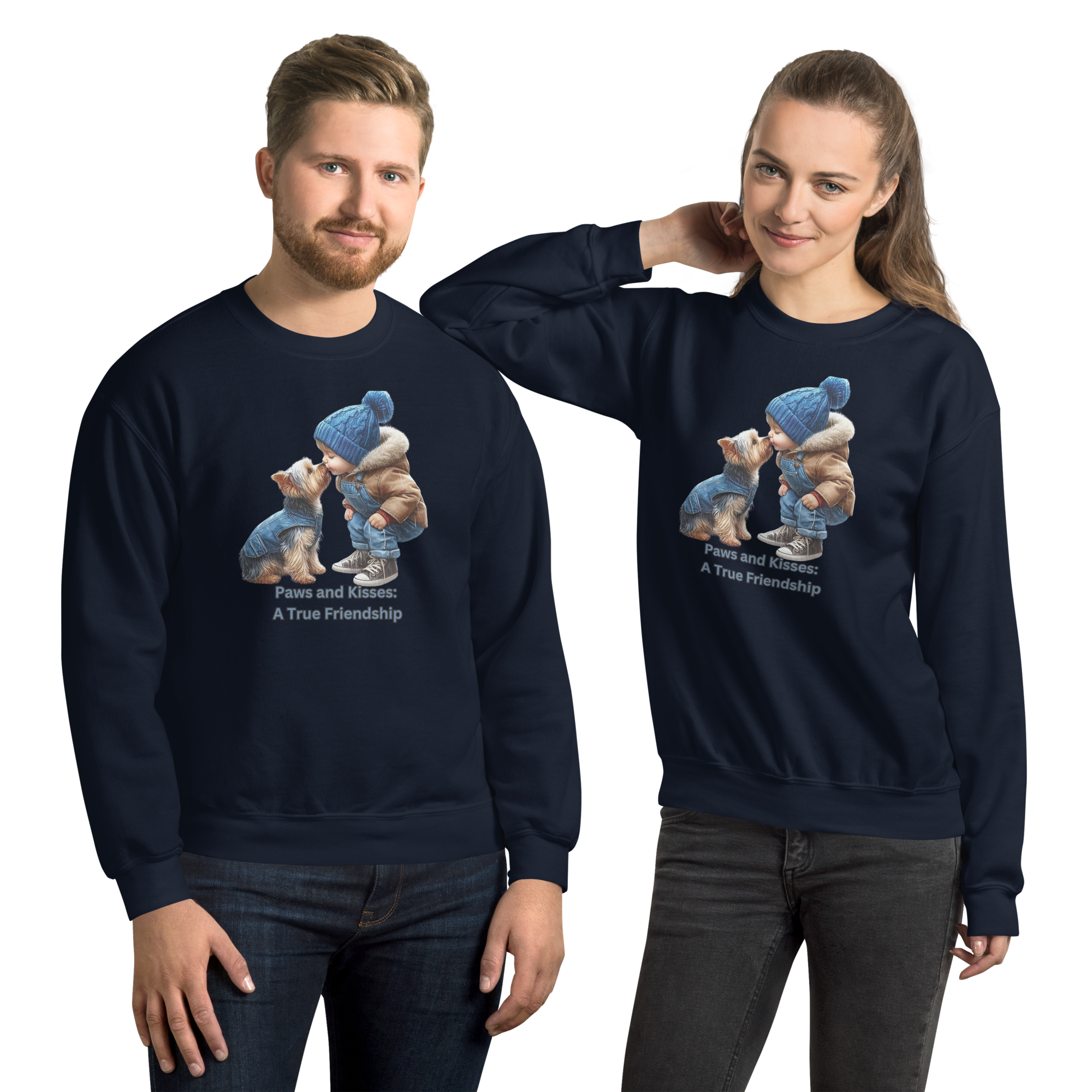 Paws and Kisses Unisex Custom Sweatshirt Physical Sweatshirt Style-Junction Navy S 