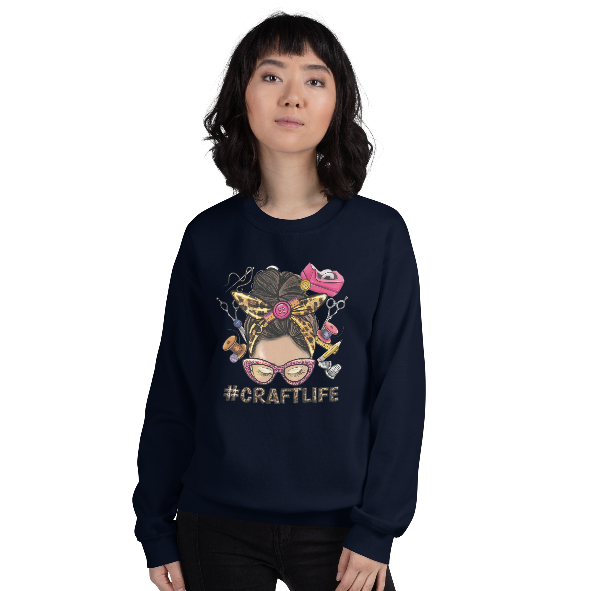 Craft Life Womens Custom Sweatshirt Physical Sweatshirt Style-Junction Navy S 