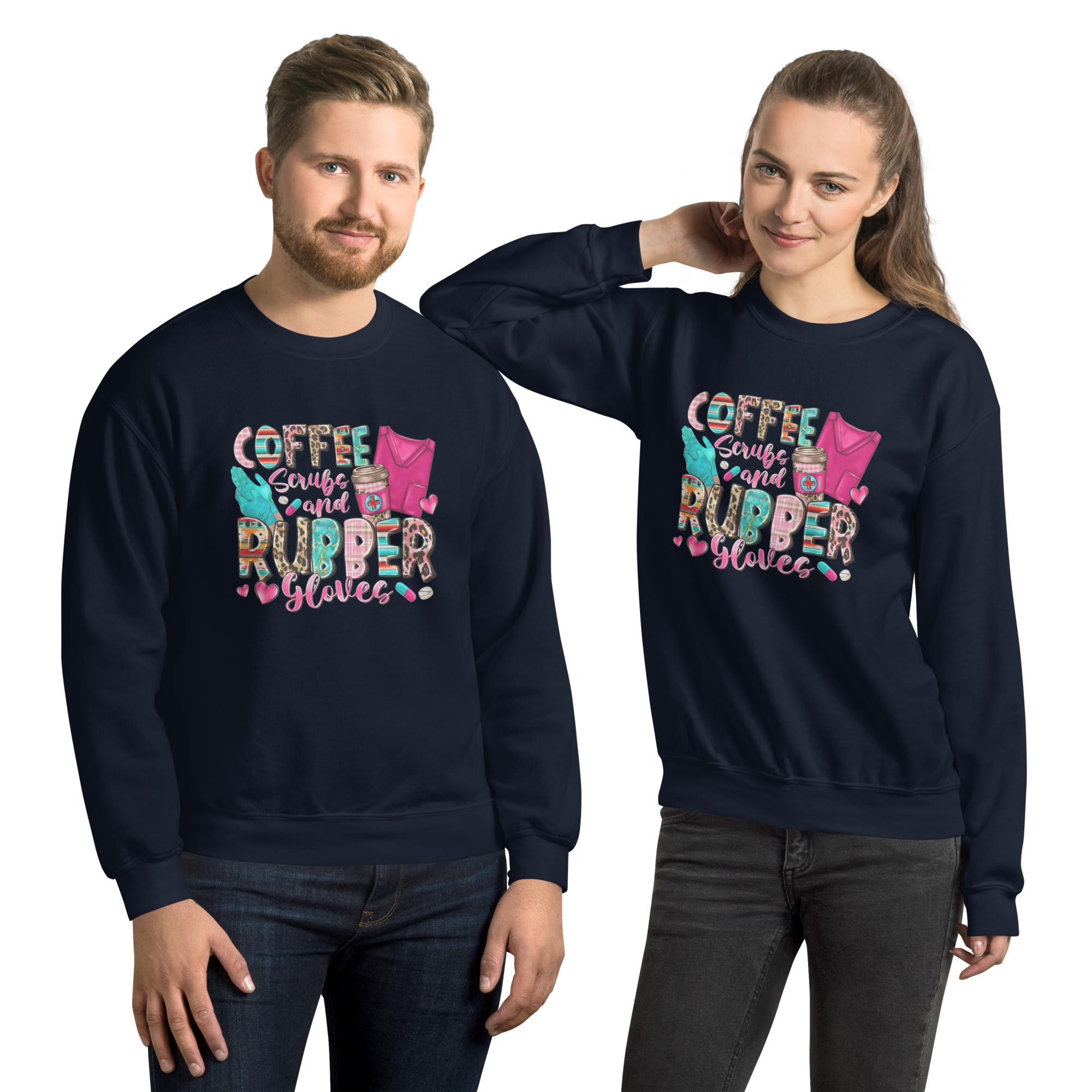 Coffee Scrubs and Rubber Gloves Unisex Custom Sweatshirt Physical Sweatshirt Style-Junction Navy S