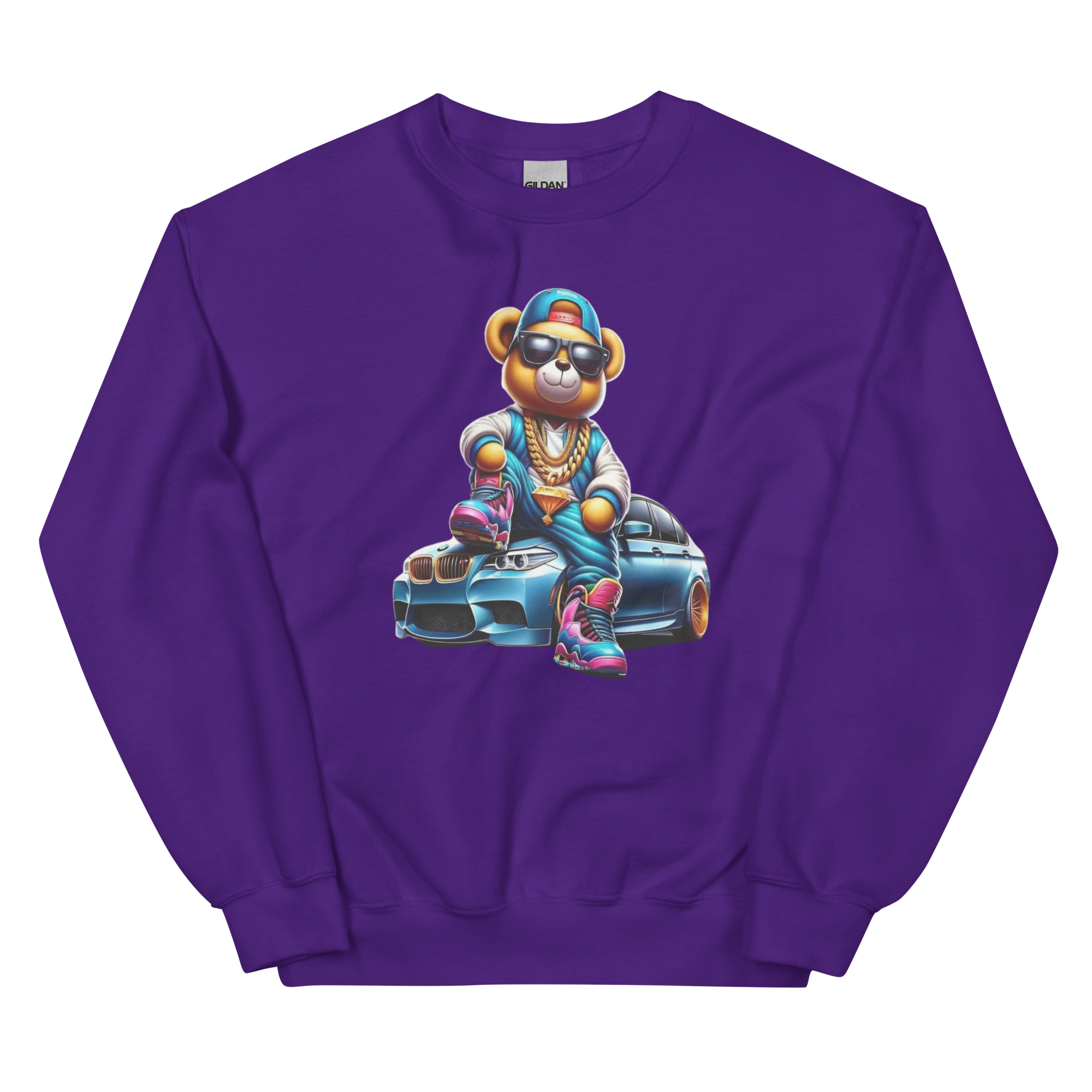 Luxury Lifestyle Bear Custom Design Unisex Sweatshirt Physical Sweatshirt Style-Junction Purple S 