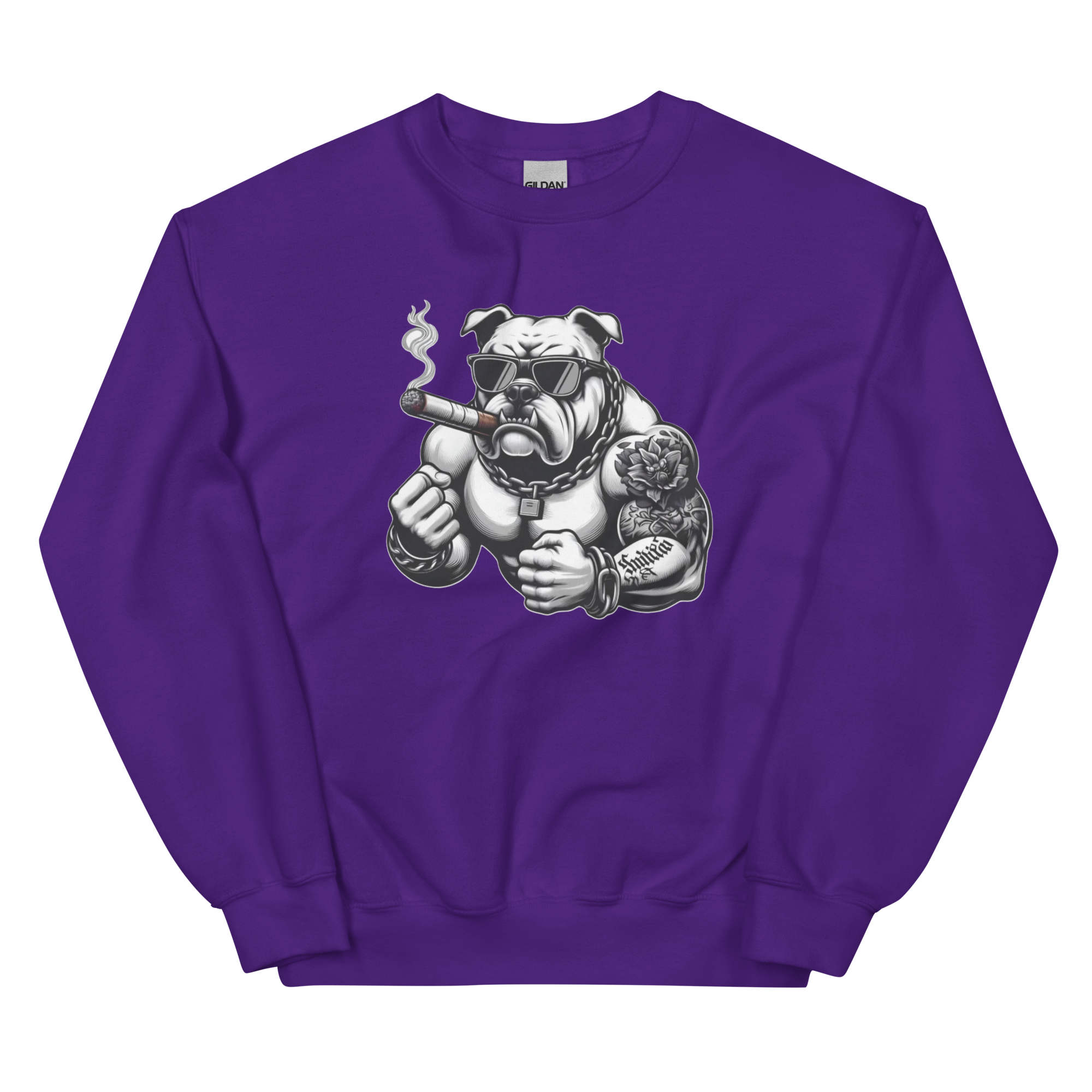 Big Boy Bulldog Design | Men’s Custom Sweatshirt Physical Sweatshirt Style-Junction Purple S 