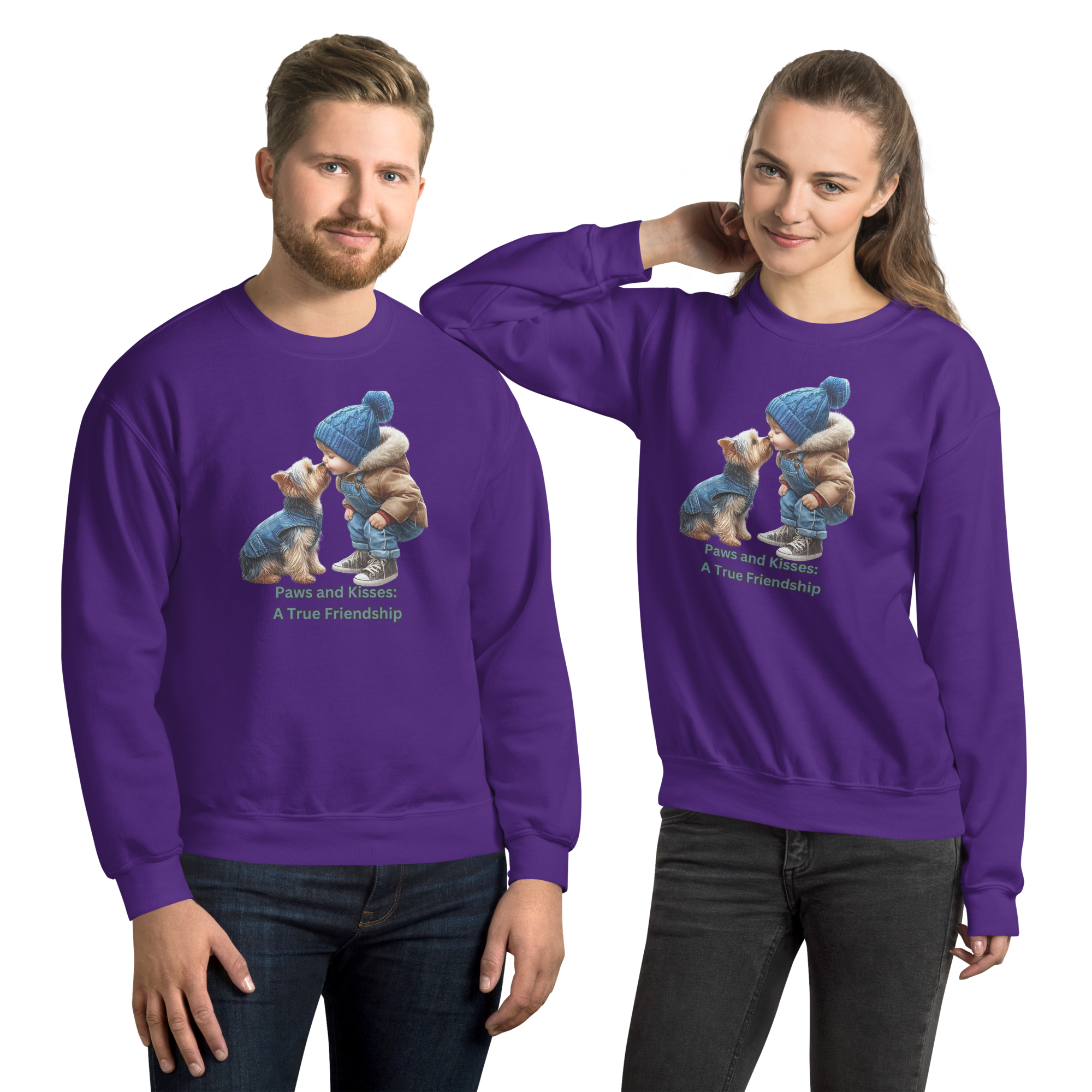 Paws and Kisses Unisex Custom Sweatshirt Physical Sweatshirt Style-Junction Purple S 