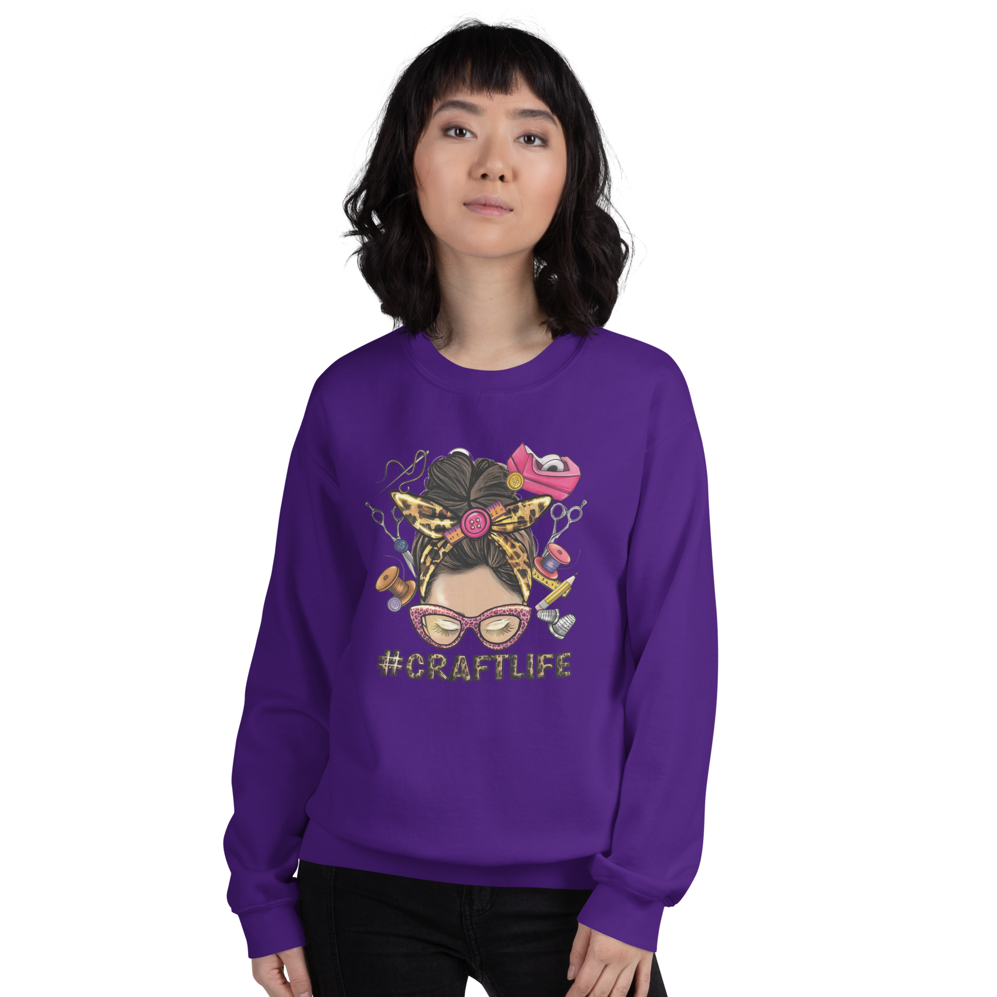 Craft Life Womens Custom Sweatshirt Physical Sweatshirt Style-Junction Purple S 