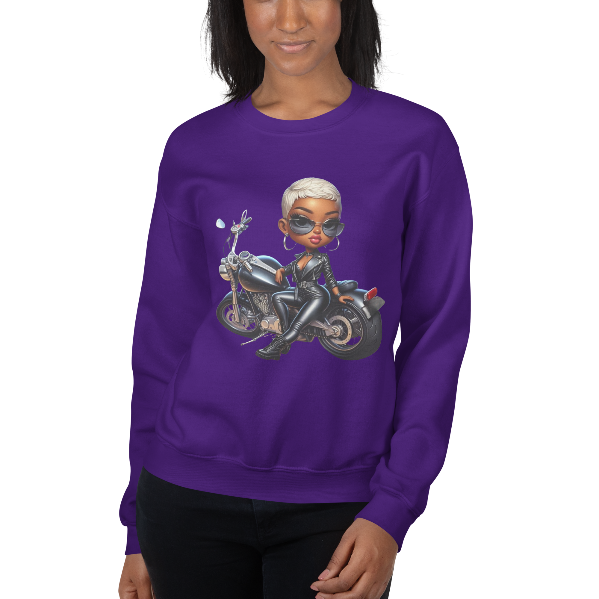 Biker Chic Diva Women's Custom Classic Sweatshirt for Comfort Physical Sweatshirt Style-Junction Purple S