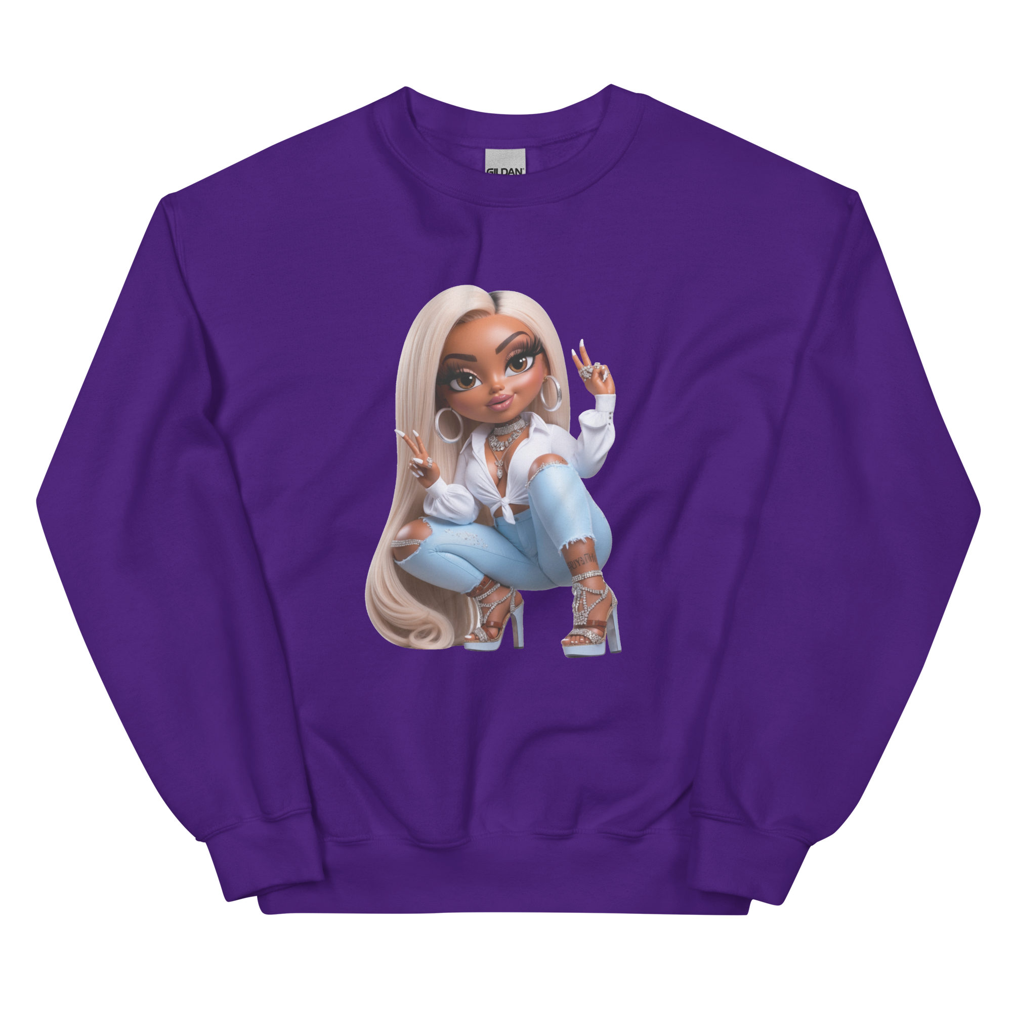 Glam Peace Queen Custom Women's Sweatshirt - Pre-Shrunk & Comfortable Physical Sweatshirt Style-Junction Purple S