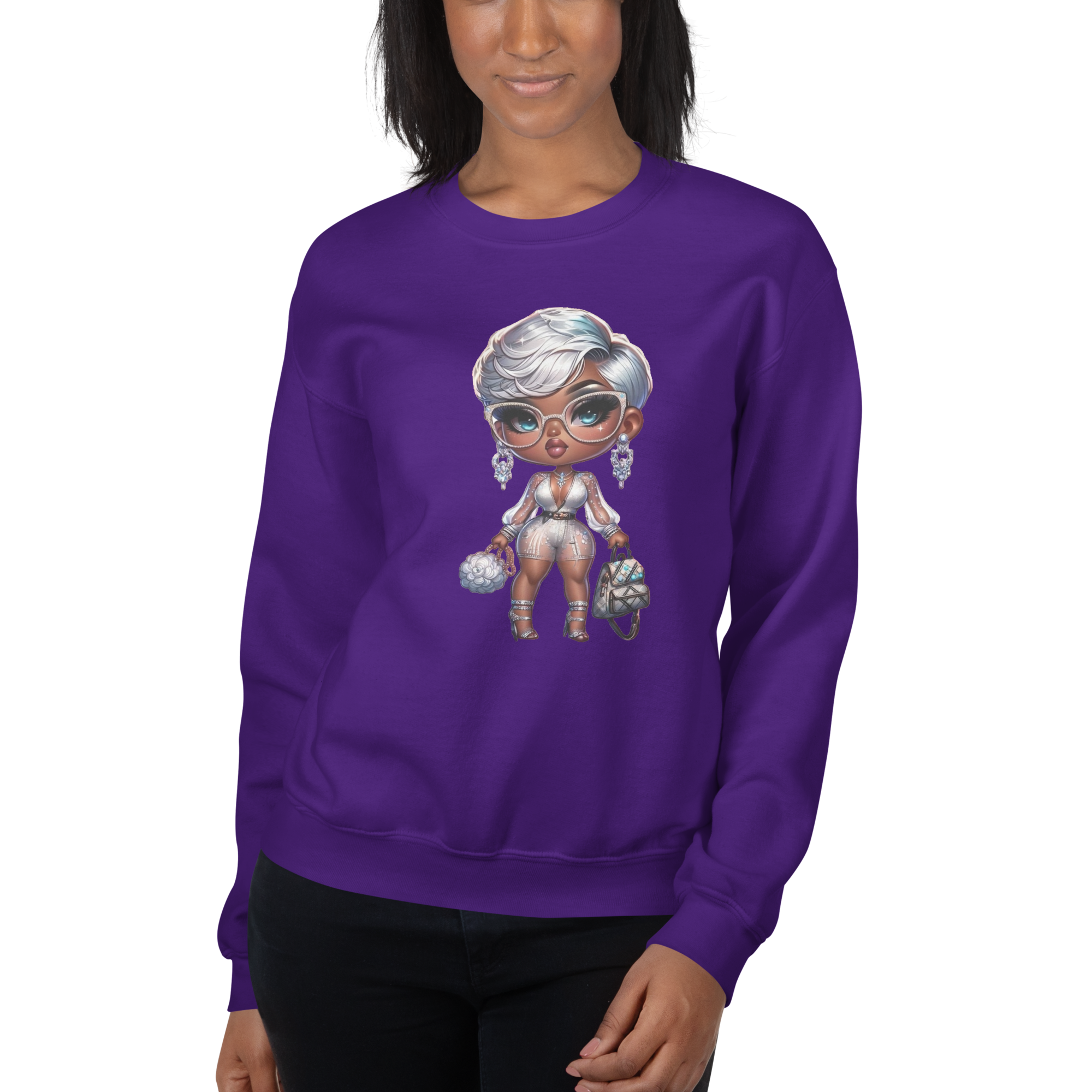 Silver Elegance Queen Women's Sweatshirt - Stay Warm with a Pre-Shrunk, Soft Cotton-Polyester Blend Physical Sweatshirt Style-Junction Purple S