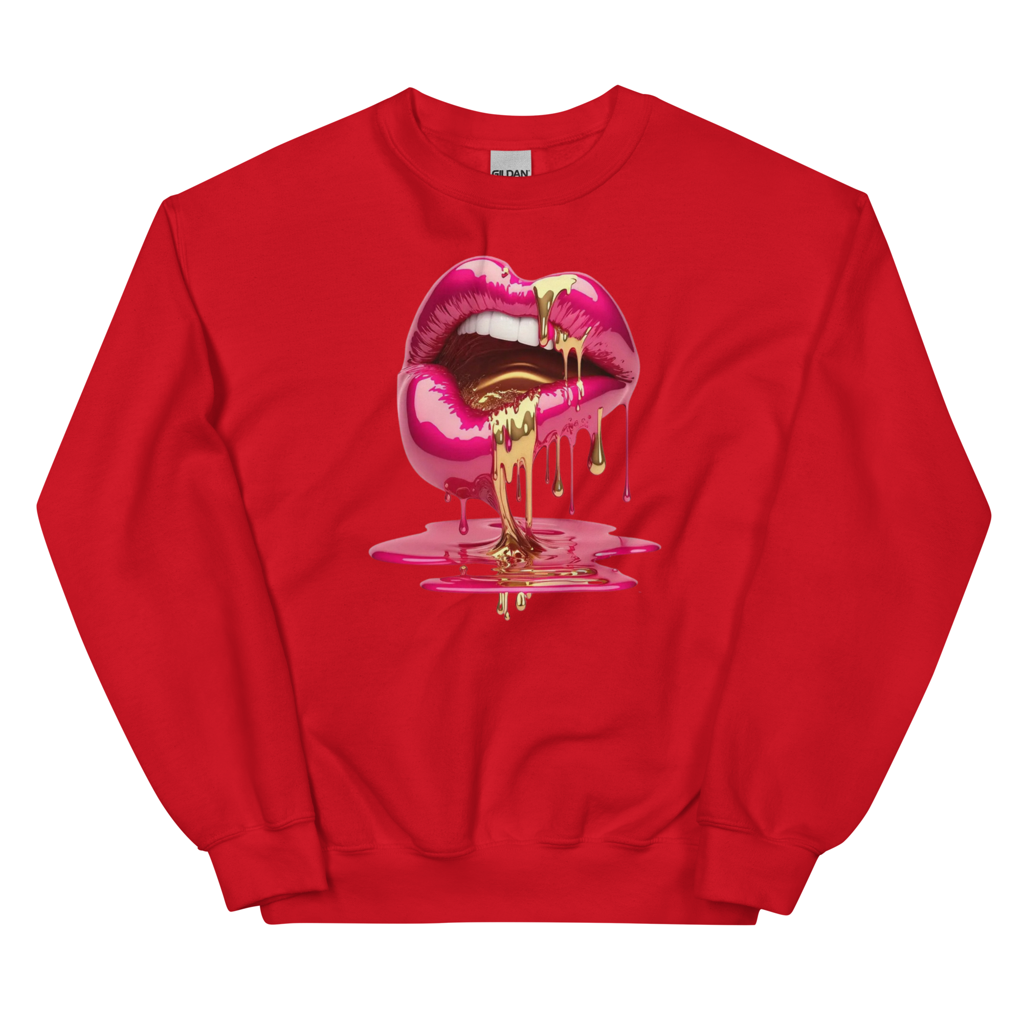 Dripping Lips Custom Design Unisex Sweatshirt Physical Sweatshirt Style-Junction Red S 