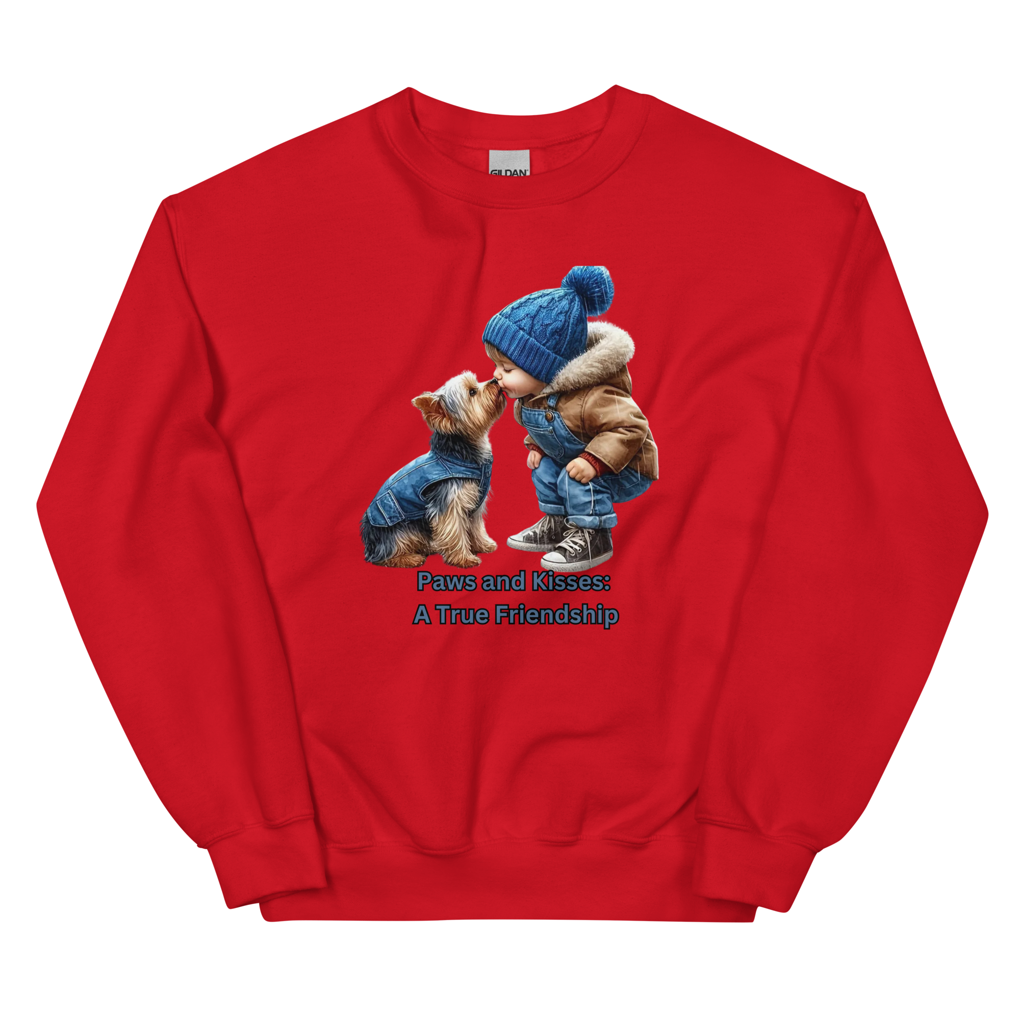 Paws and Kisses Custom Design Unisex Sweatshirt Physical Sweatshirt Style-Junction Red S 