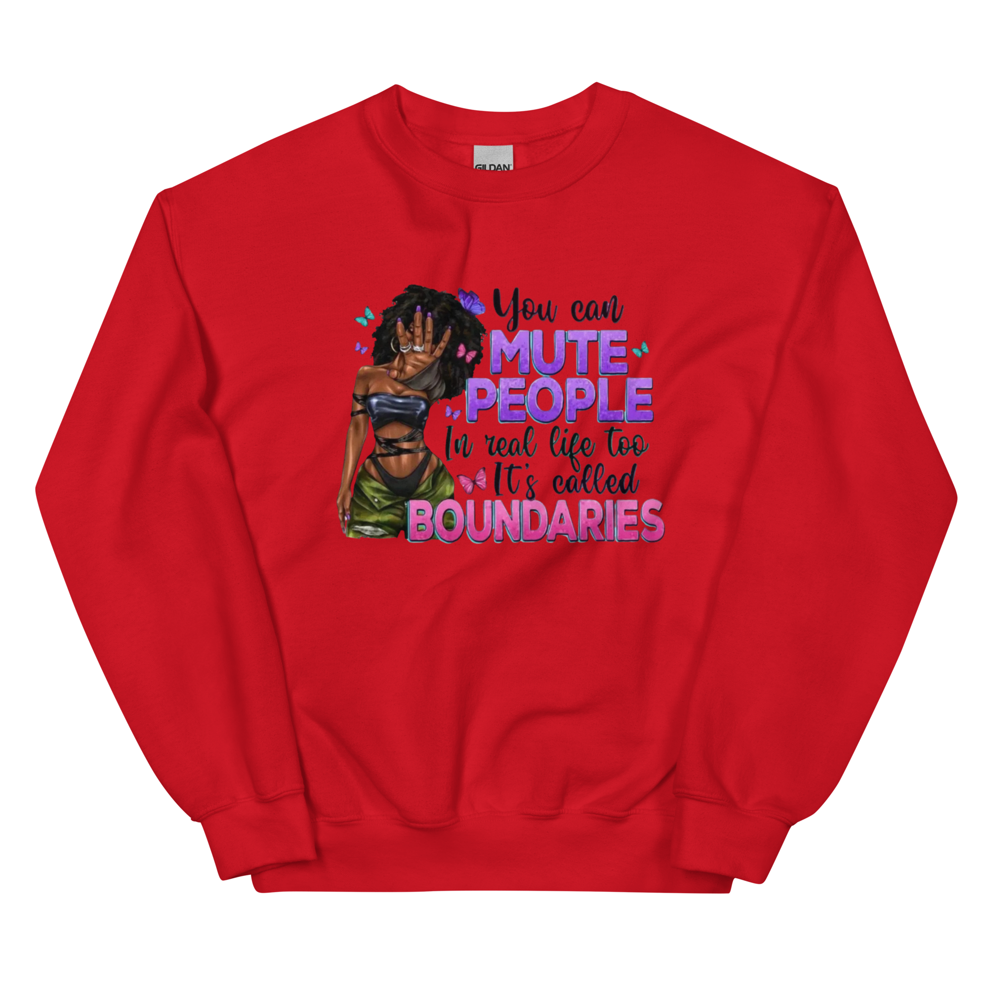 You Can Mute People In Real Life It's Called Boundaries Custom Design Unisex Sweatshirt Physical Sweatshirt Style-Junction Red S 