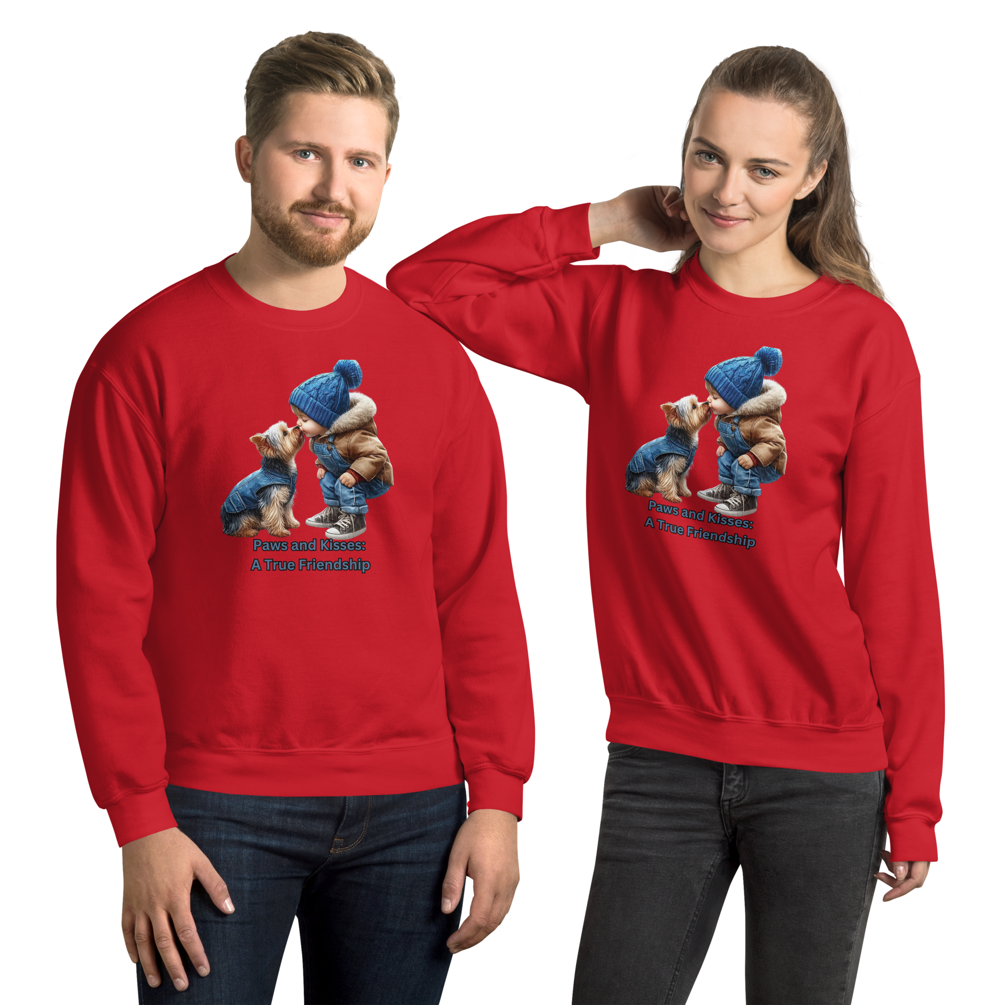 Paws and Kisses Unisex Custom Sweatshirt Physical Sweatshirt Style-Junction Red S 