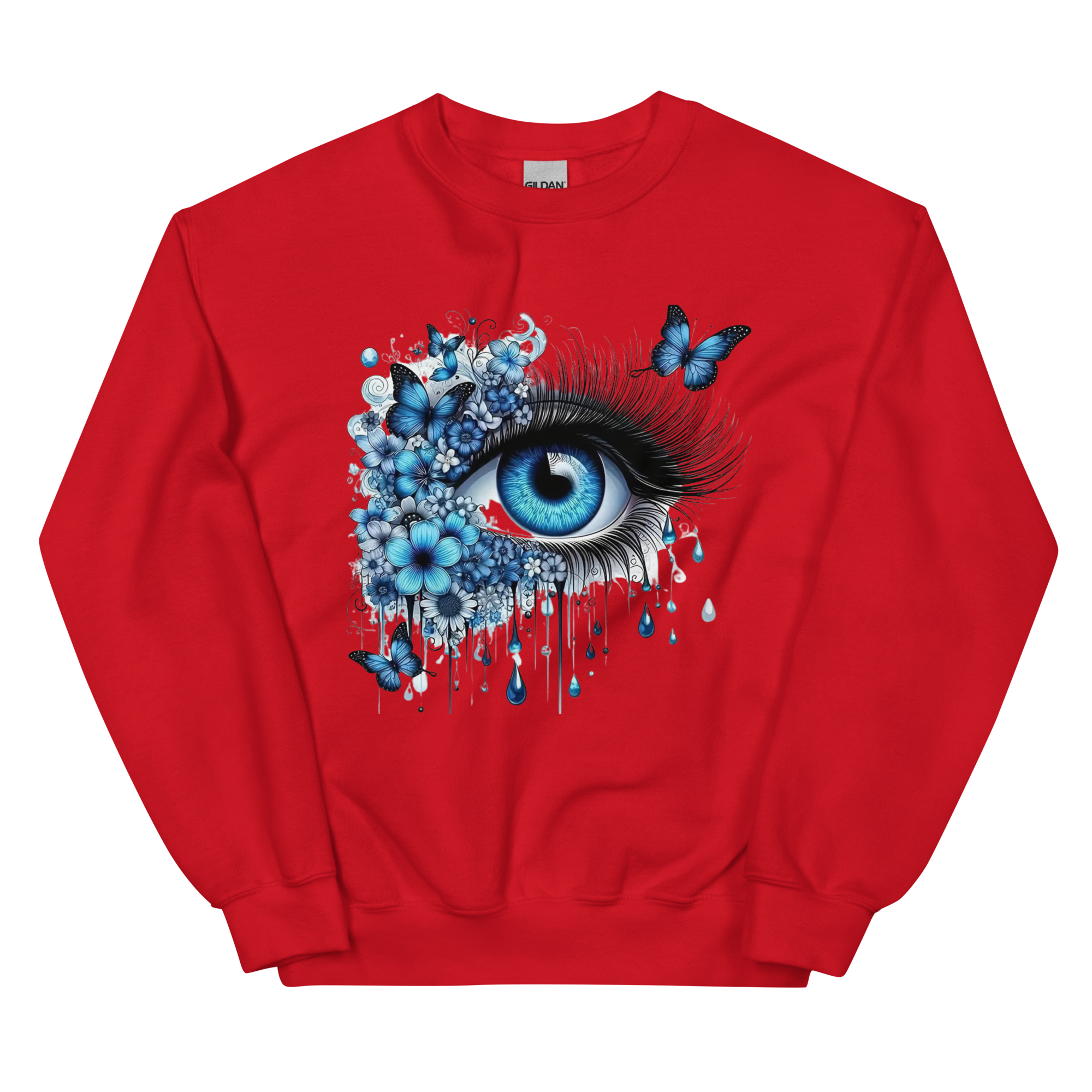 Tears of Blue Elegance Unisex Sweatshirt - Ribbed Collar and Spandex for a Perfect Fit Physical Sweatshirt Style-Junction Red S