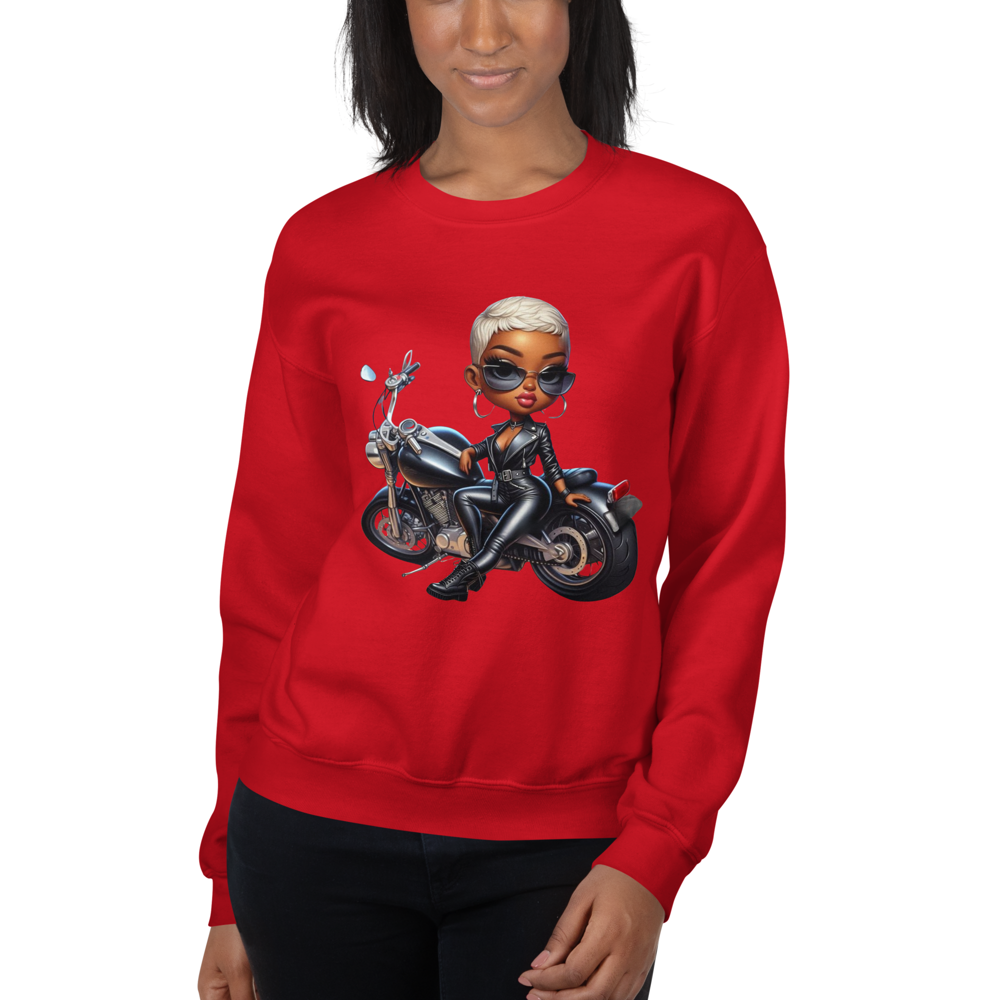 Biker Chic Diva Women's Custom Classic Sweatshirt for Comfort Physical Sweatshirt Style-Junction Red S