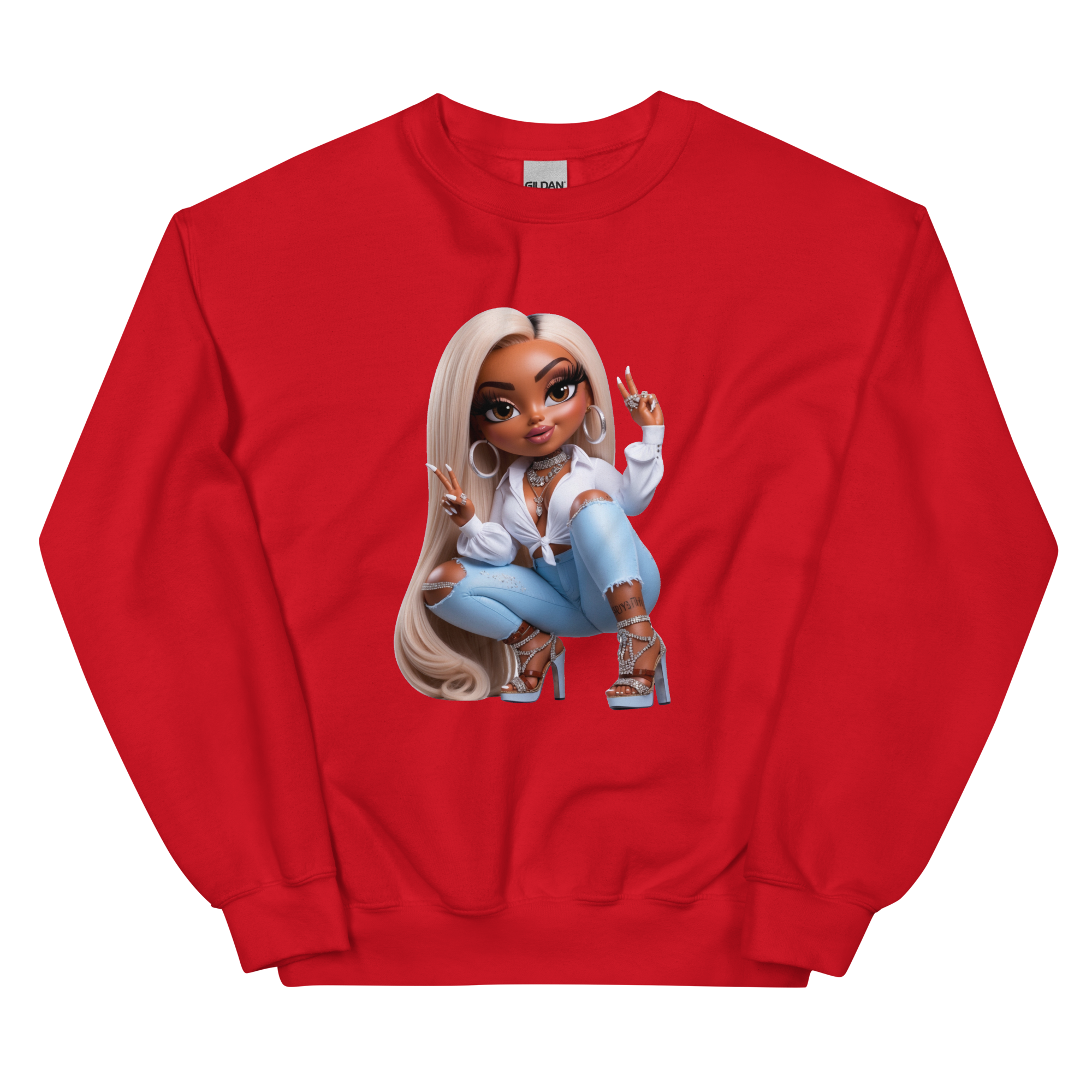 Glam Peace Queen Custom Women's Sweatshirt - Pre-Shrunk & Comfortable Physical Sweatshirt Style-Junction Red S