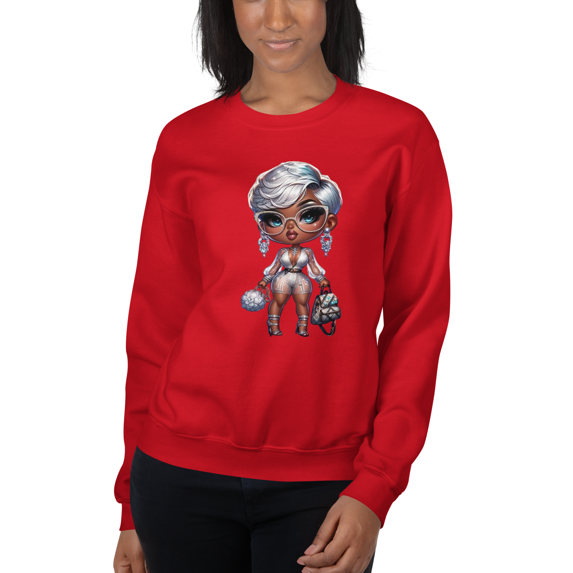 Silver Elegance Queen Women's Sweatshirt - Stay Warm with a Pre-Shrunk, Soft Cotton-Polyester Blend Physical Sweatshirt Style-Junction Red S