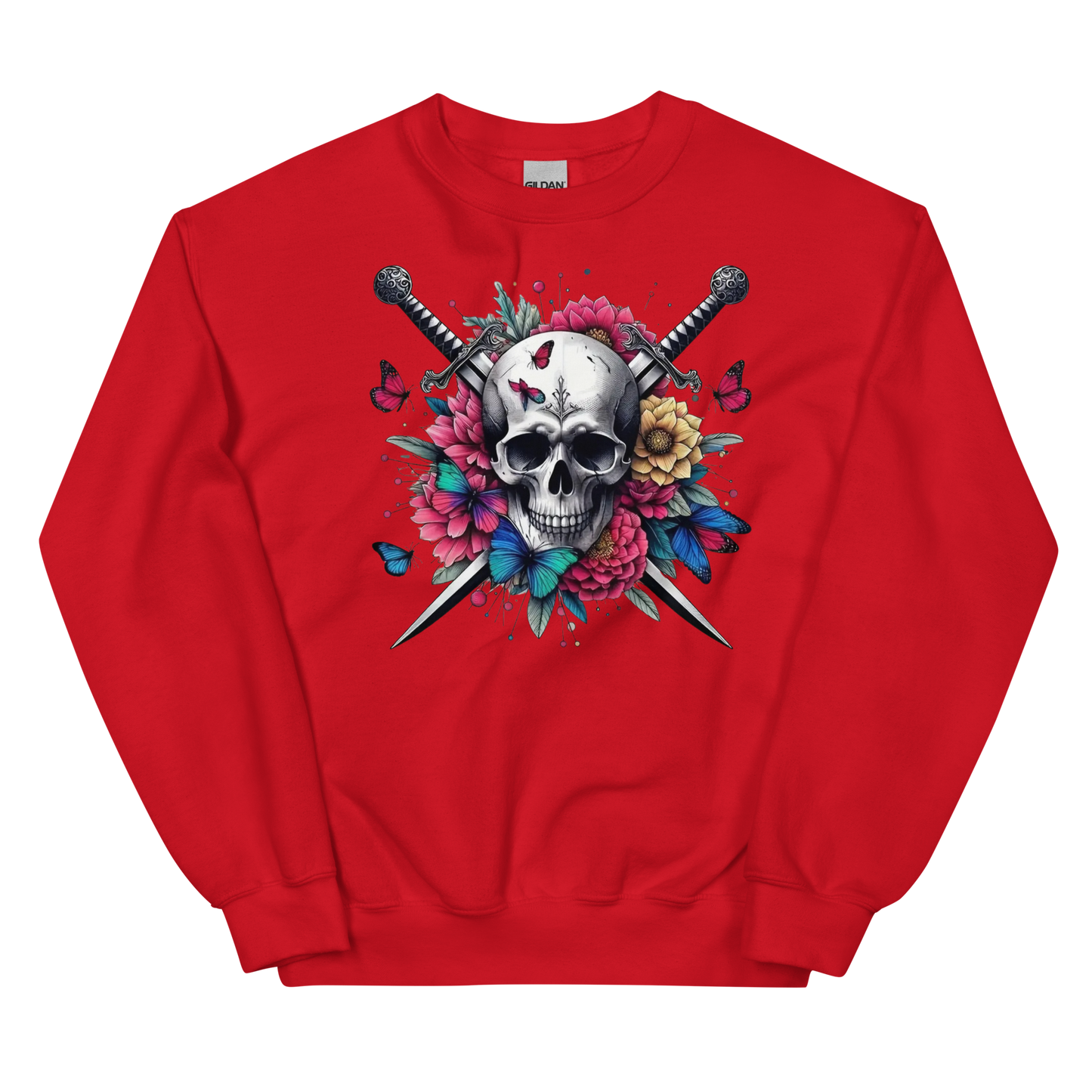 Skull & Swords Men's Sweatshirt Physical Sweatshirt Style-Junction Custom Designs & Prints Red S