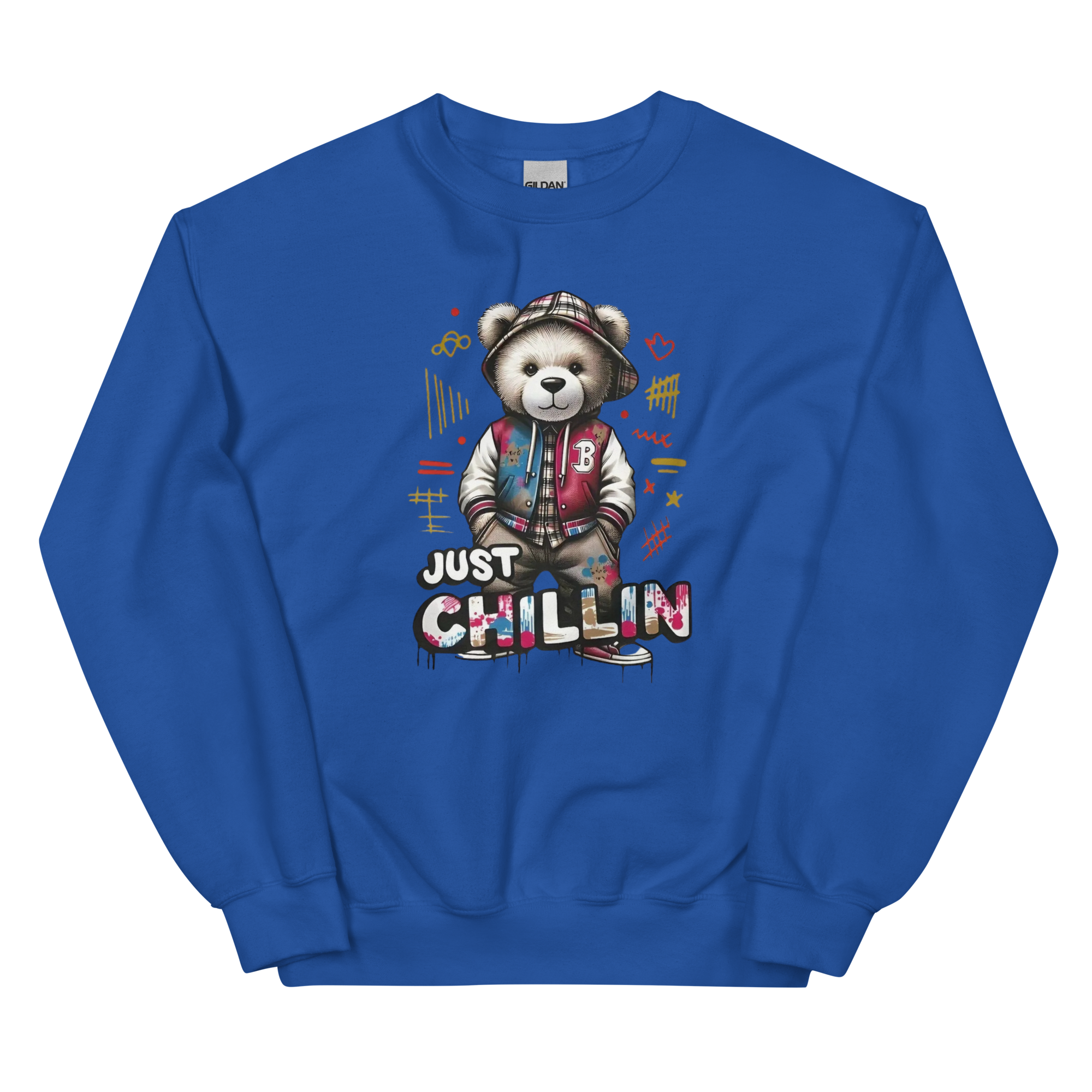 Just Chillin Bear Custom Design Unisex Sweatshirt Physical Sweatshirt Style-Junction Royal S 