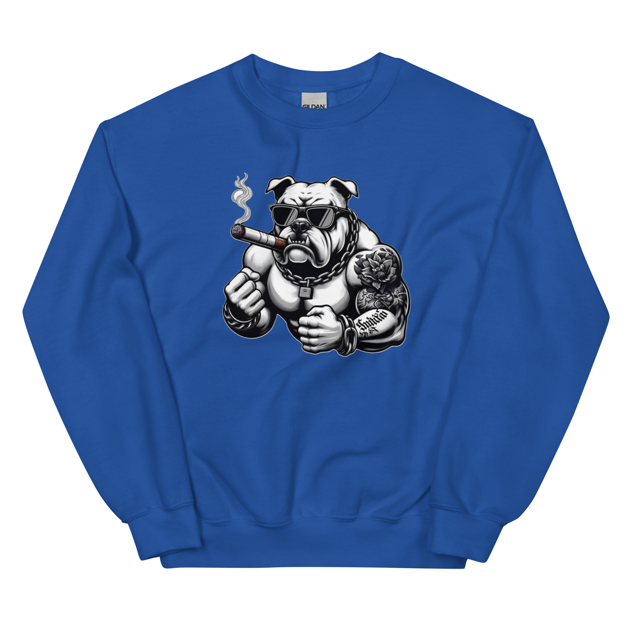 Big Boy Bulldog Design | Men’s Custom Sweatshirt Physical Sweatshirt Style-Junction Royal S 