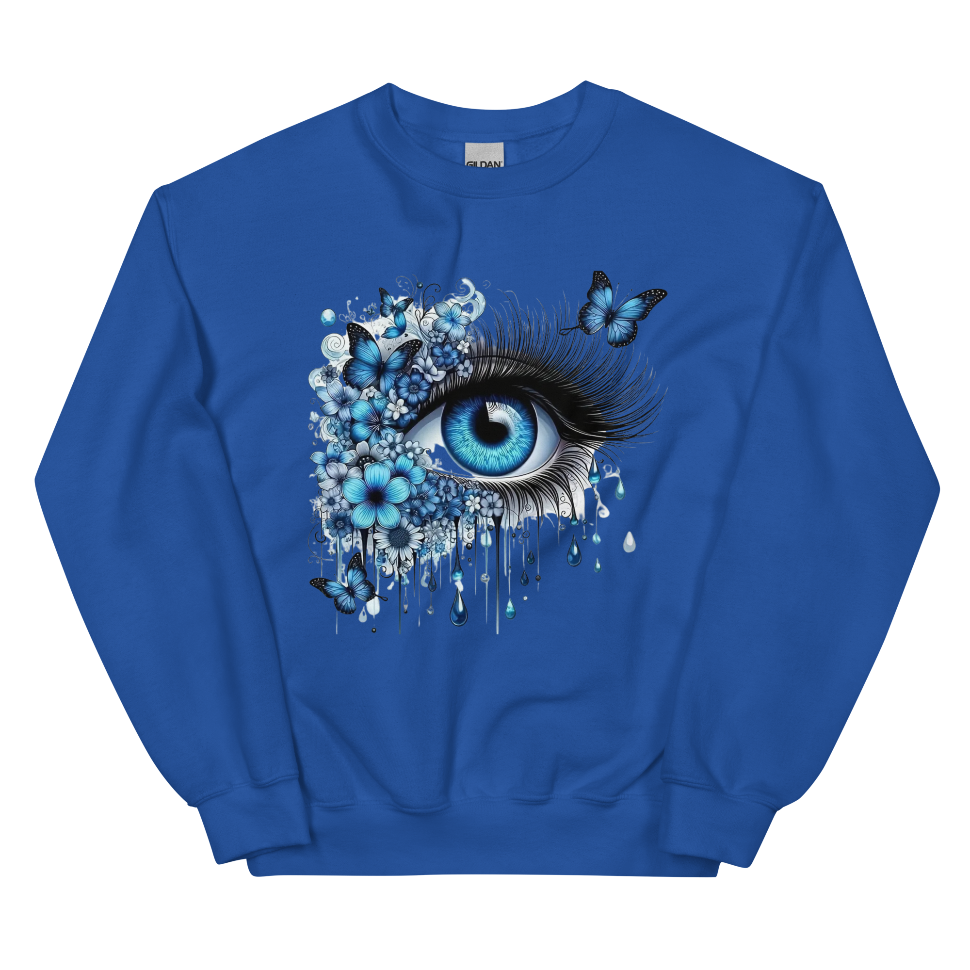 Tears of Blue Elegance Unisex Sweatshirt - Ribbed Collar and Spandex for a Perfect Fit Physical Sweatshirt Style-Junction Royal S