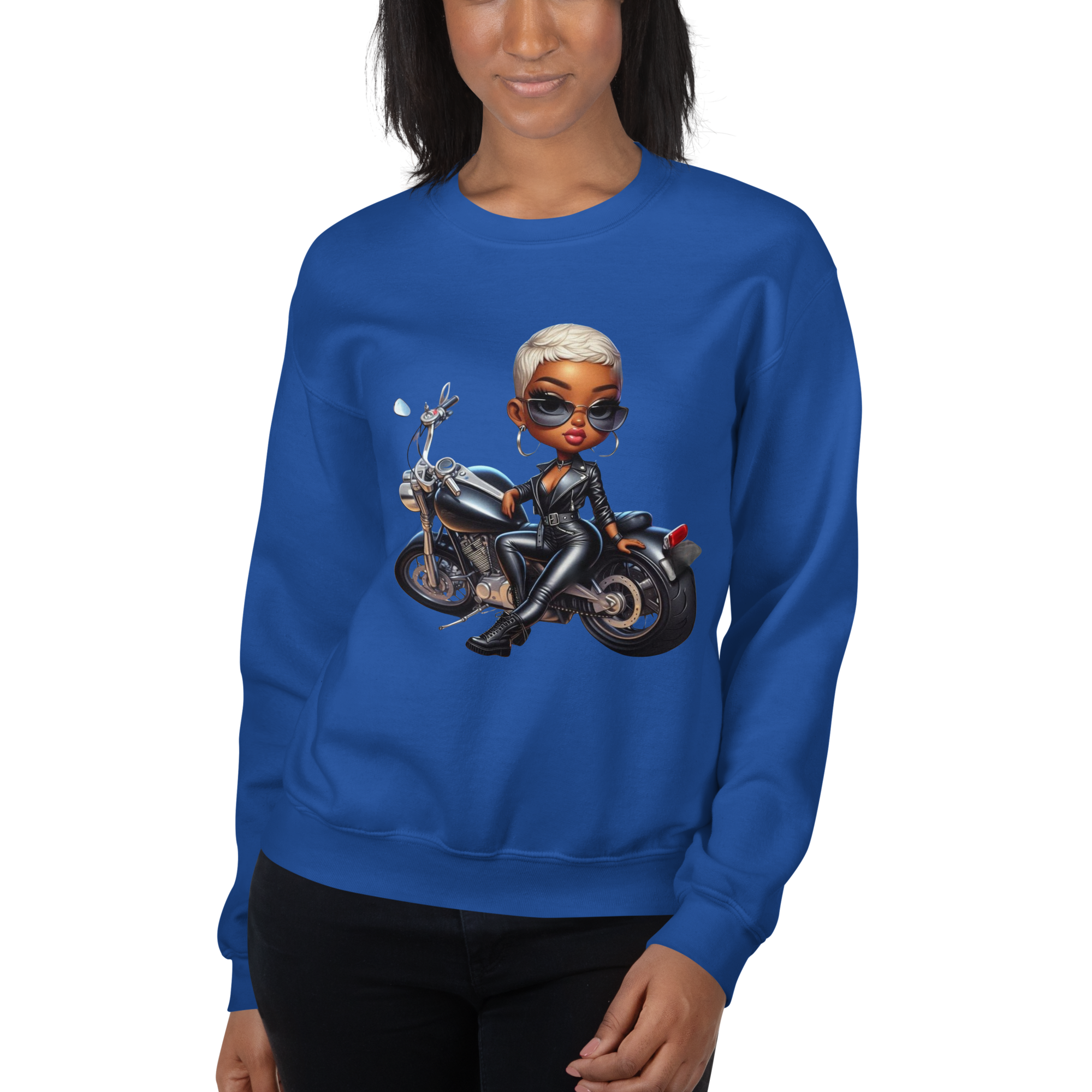 Biker Chic Diva Women's Custom Classic Sweatshirt for Comfort Physical Sweatshirt Style-Junction Royal S