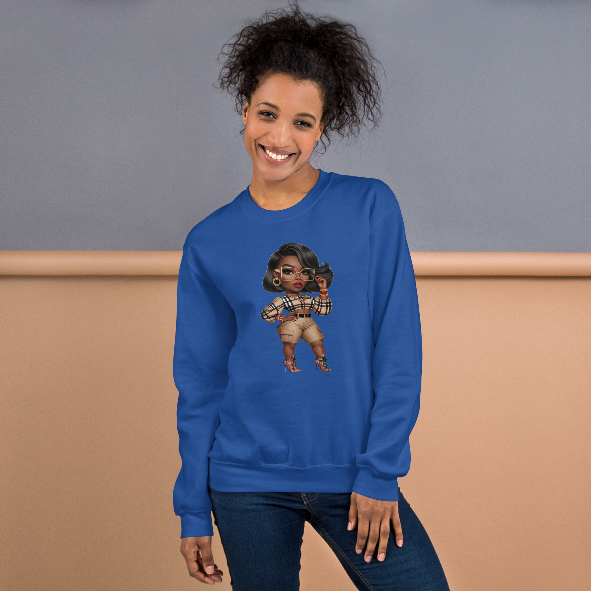 Sophisticated Glam Queen Women's Sweatshirt Physical Sweatshirt Style-Junction Royal S