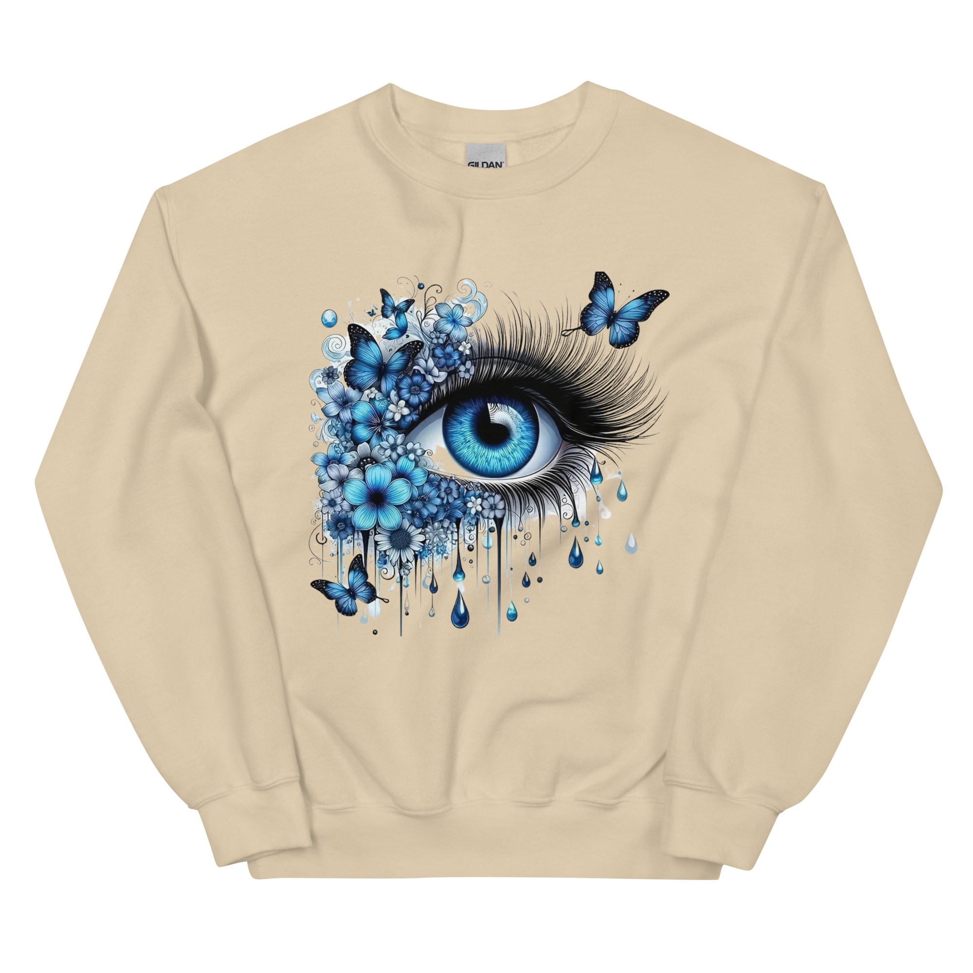 Tears of Blue Elegance Unisex Sweatshirt - Ribbed Collar and Spandex for a Perfect Fit Physical Sweatshirt Style-Junction