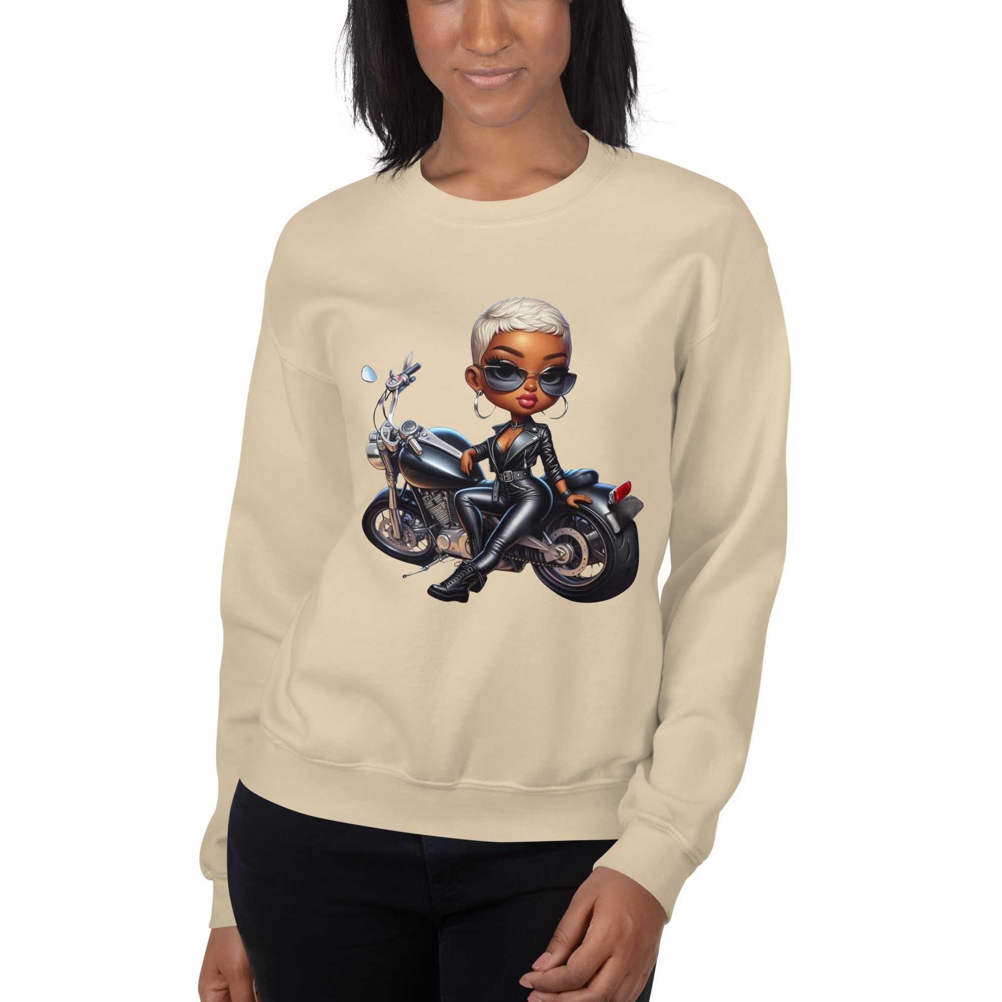 Biker Chic Diva Women's Custom Classic Sweatshirt for Comfort Physical Sweatshirt Style-Junction