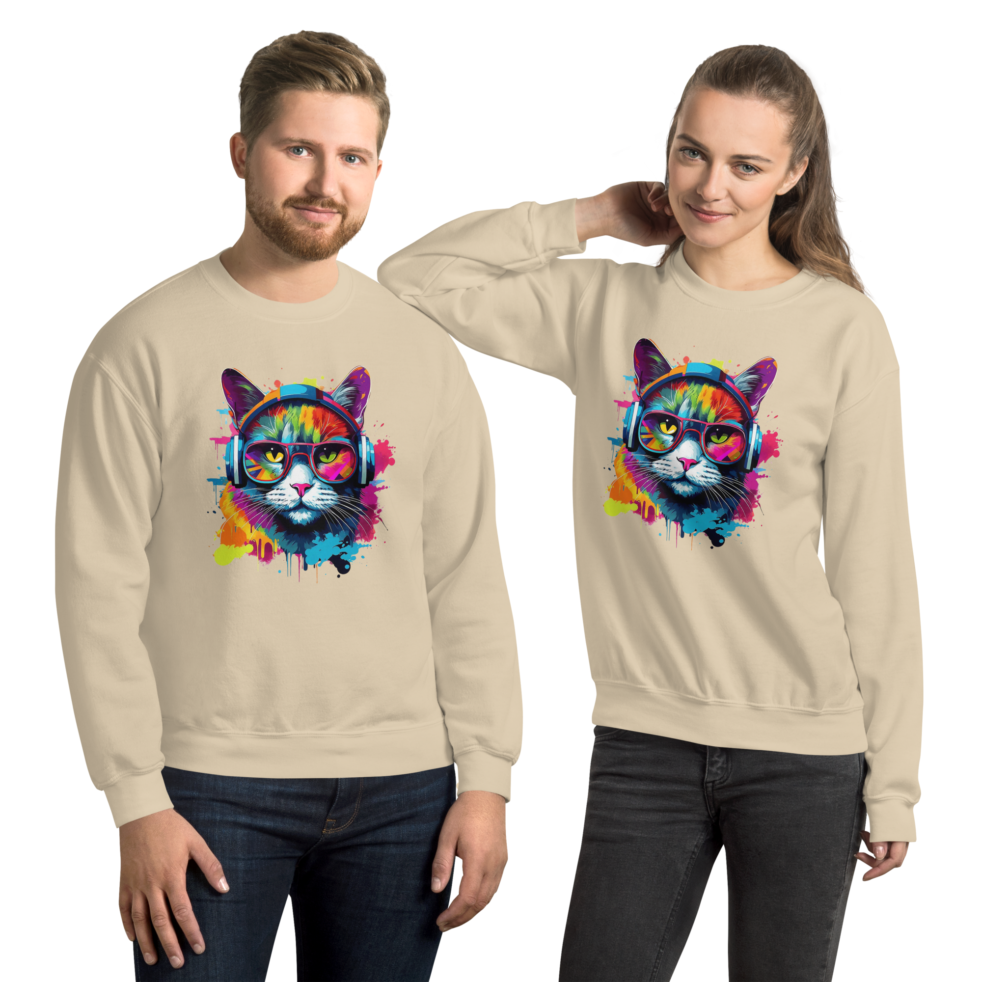 Vibrant DJ Cat Unisex Sweatshirt - Premium Softness and Long-Lasting Comfort Physical Sweatshirt Style-Junction