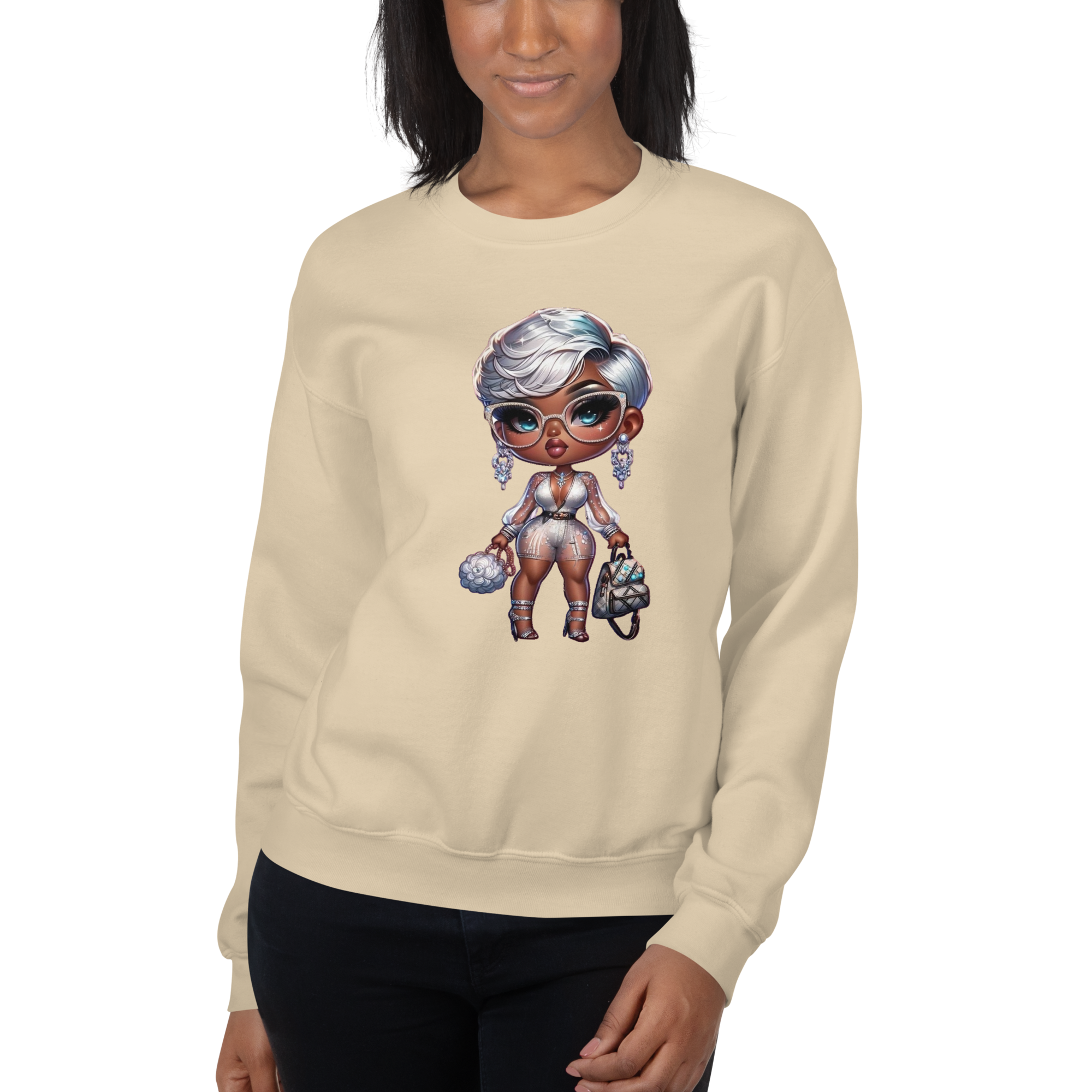 Silver Elegance Queen Women's Sweatshirt - Stay Warm with a Pre-Shrunk, Soft Cotton-Polyester Blend Physical Sweatshirt Style-Junction