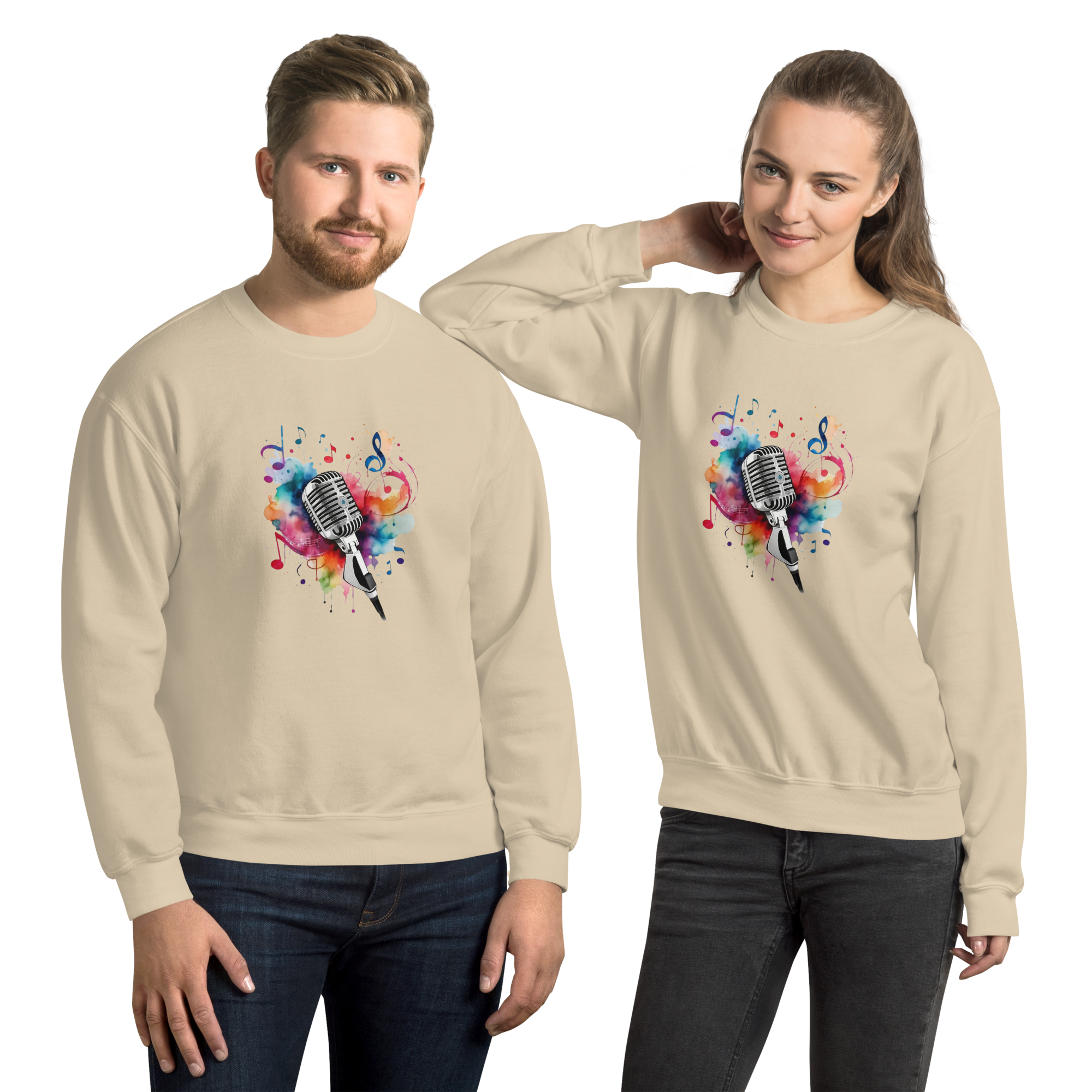 Vibrant Musical Microphone Art Unisex Sweatshirt Physical Sweatshirt Style-Junction