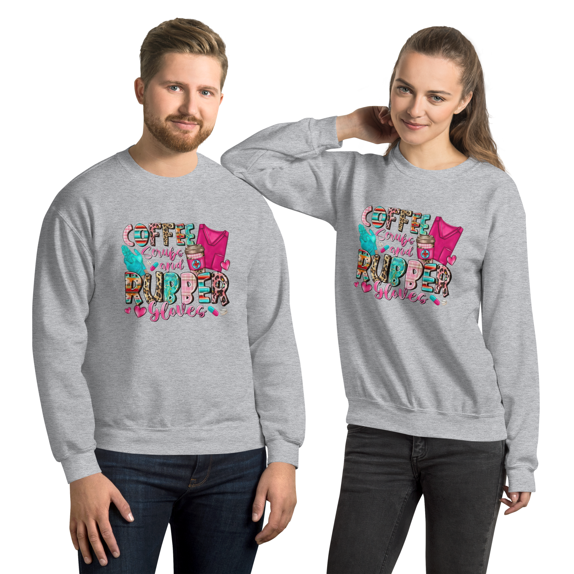 Coffee Scrubs and Rubber Gloves Unisex Custom Sweatshirt Physical Sweatshirt Style-Junction