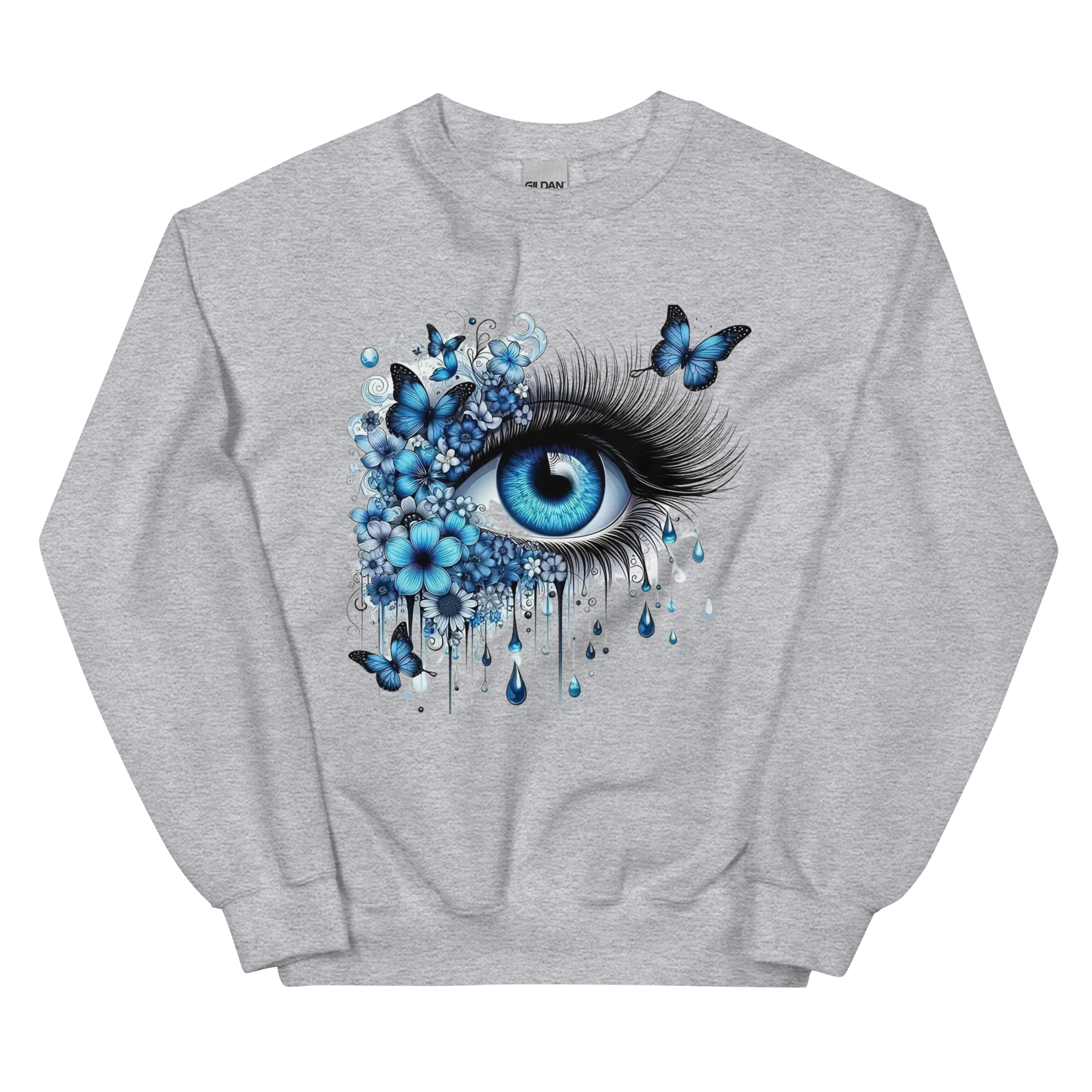 Tears of Blue Elegance Unisex Sweatshirt - Ribbed Collar and Spandex for a Perfect Fit Physical Sweatshirt Style-Junction