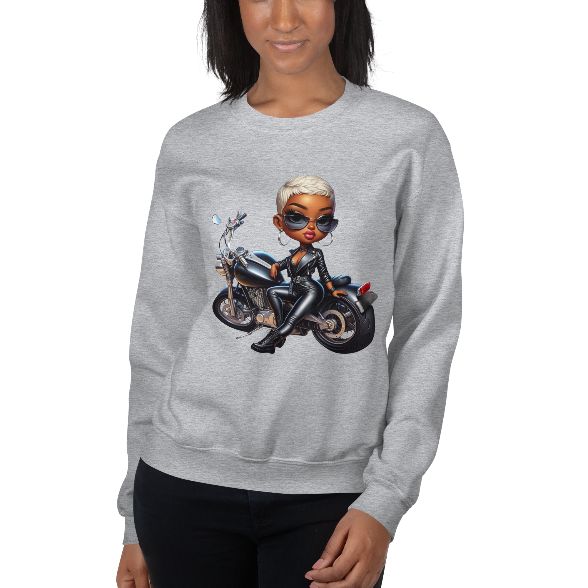 Biker Chic Diva Women's Custom Classic Sweatshirt for Comfort Physical Sweatshirt Style-Junction