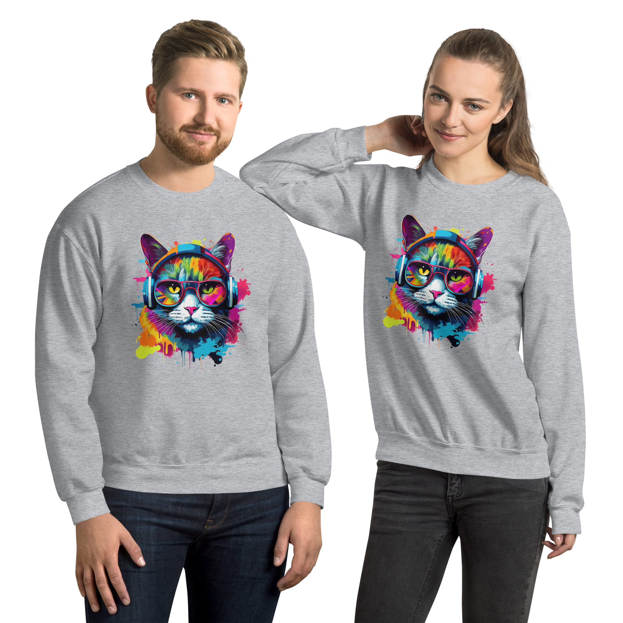 Vibrant DJ Cat Unisex Sweatshirt - Premium Softness and Long-Lasting Comfort Physical Sweatshirt Style-Junction