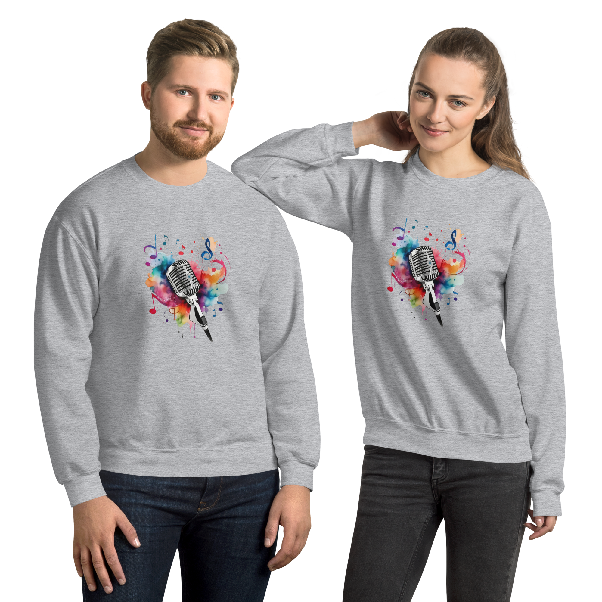 Vibrant Musical Microphone Art Unisex Sweatshirt Physical Sweatshirt Style-Junction