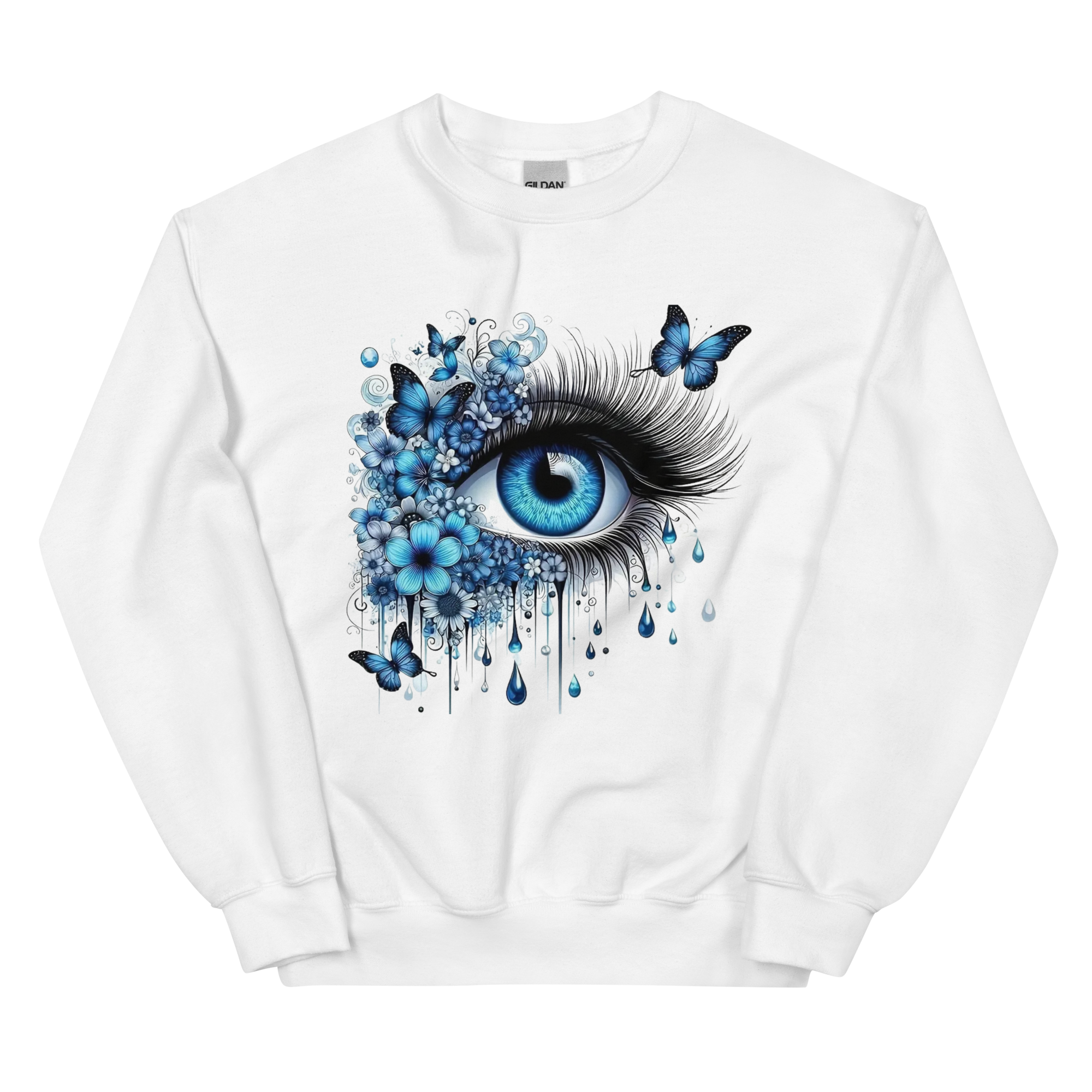 Tears of Blue Elegance Unisex Sweatshirt - Ribbed Collar and Spandex for a Perfect Fit Physical Sweatshirt Style-Junction